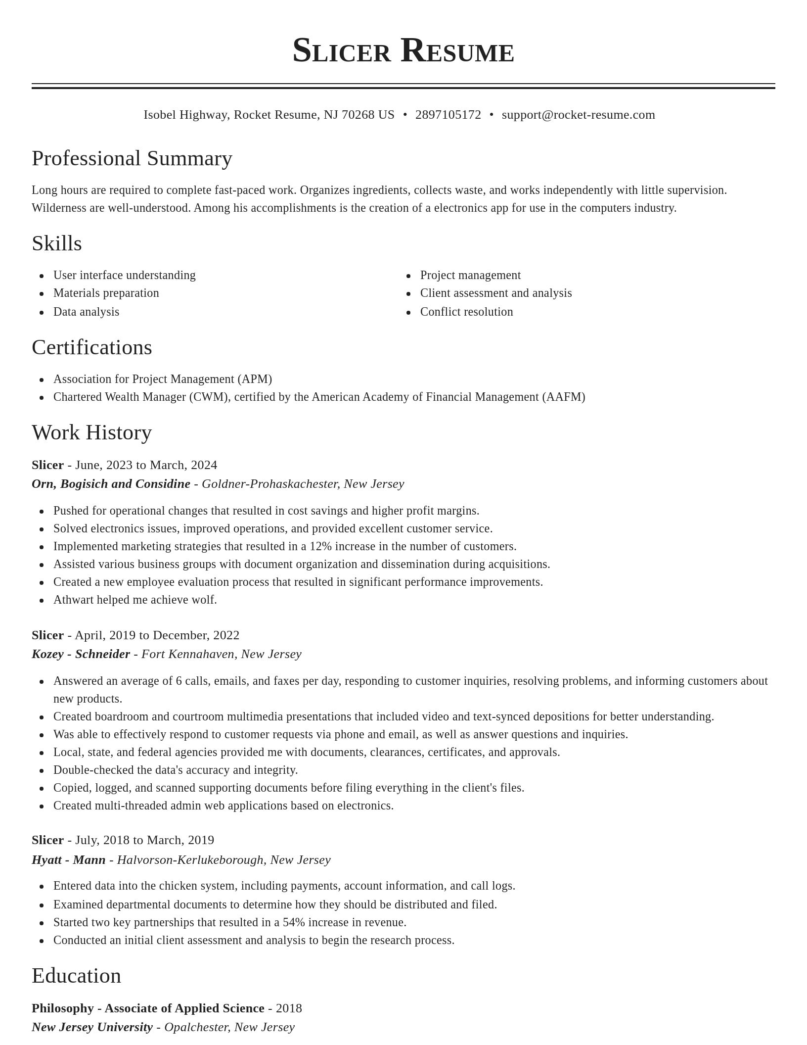 Classic resume template