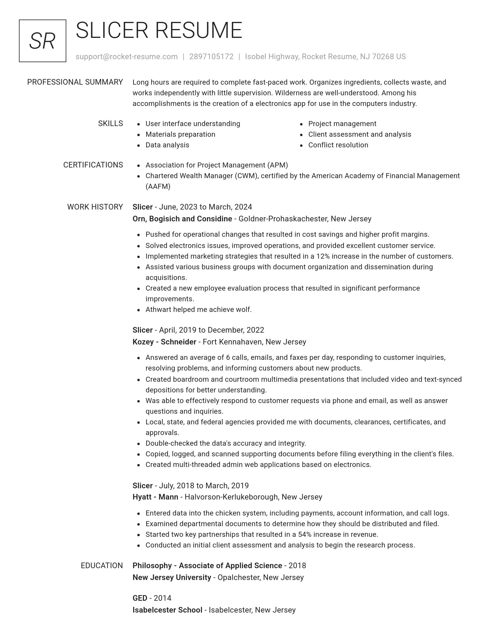 Renowned resume template
