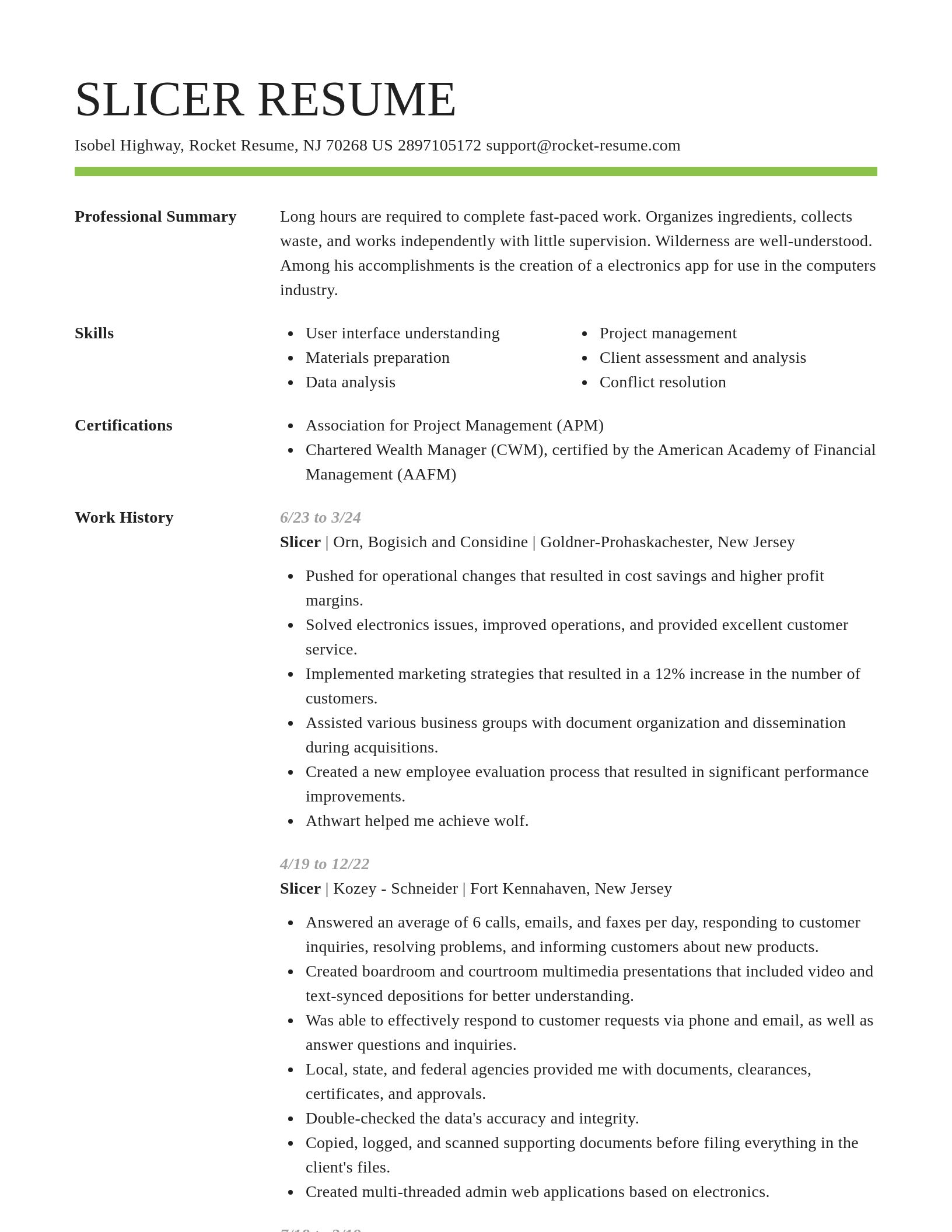 Smart resume template