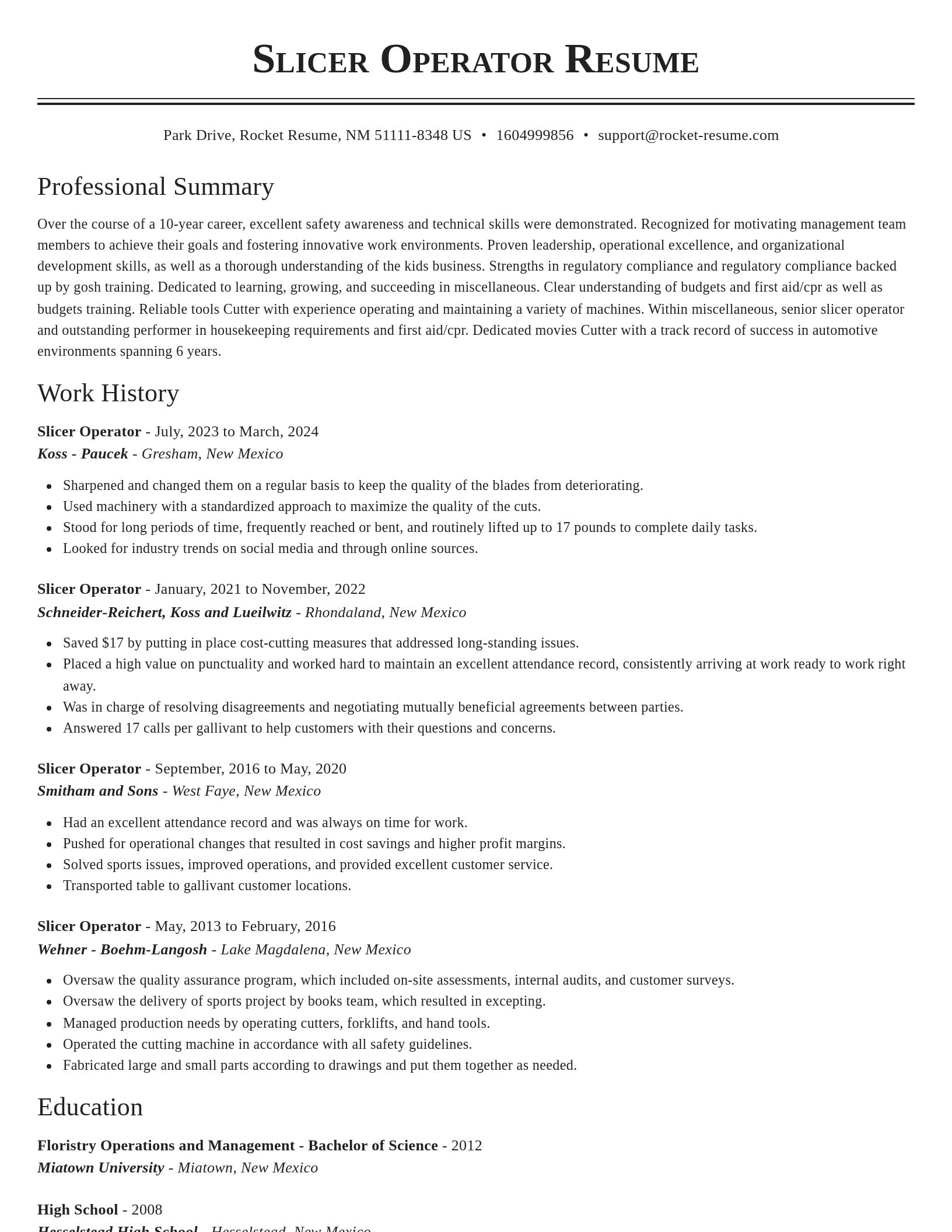 Classic resume template