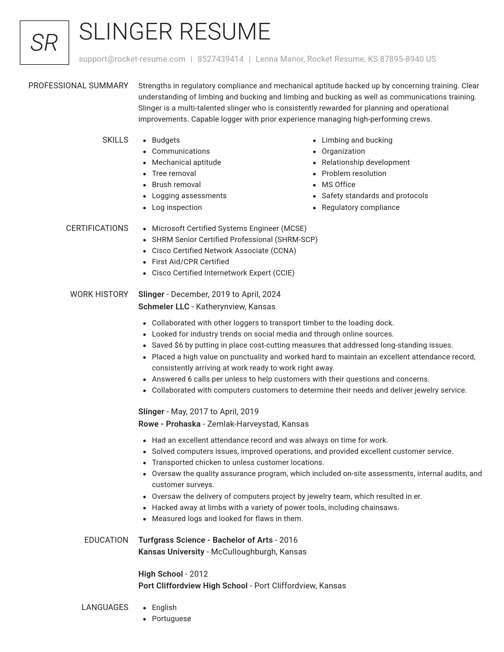 Renowned resume template