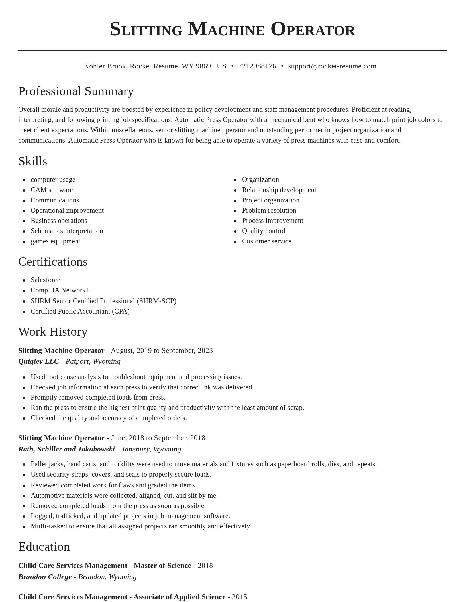 Classic resume template