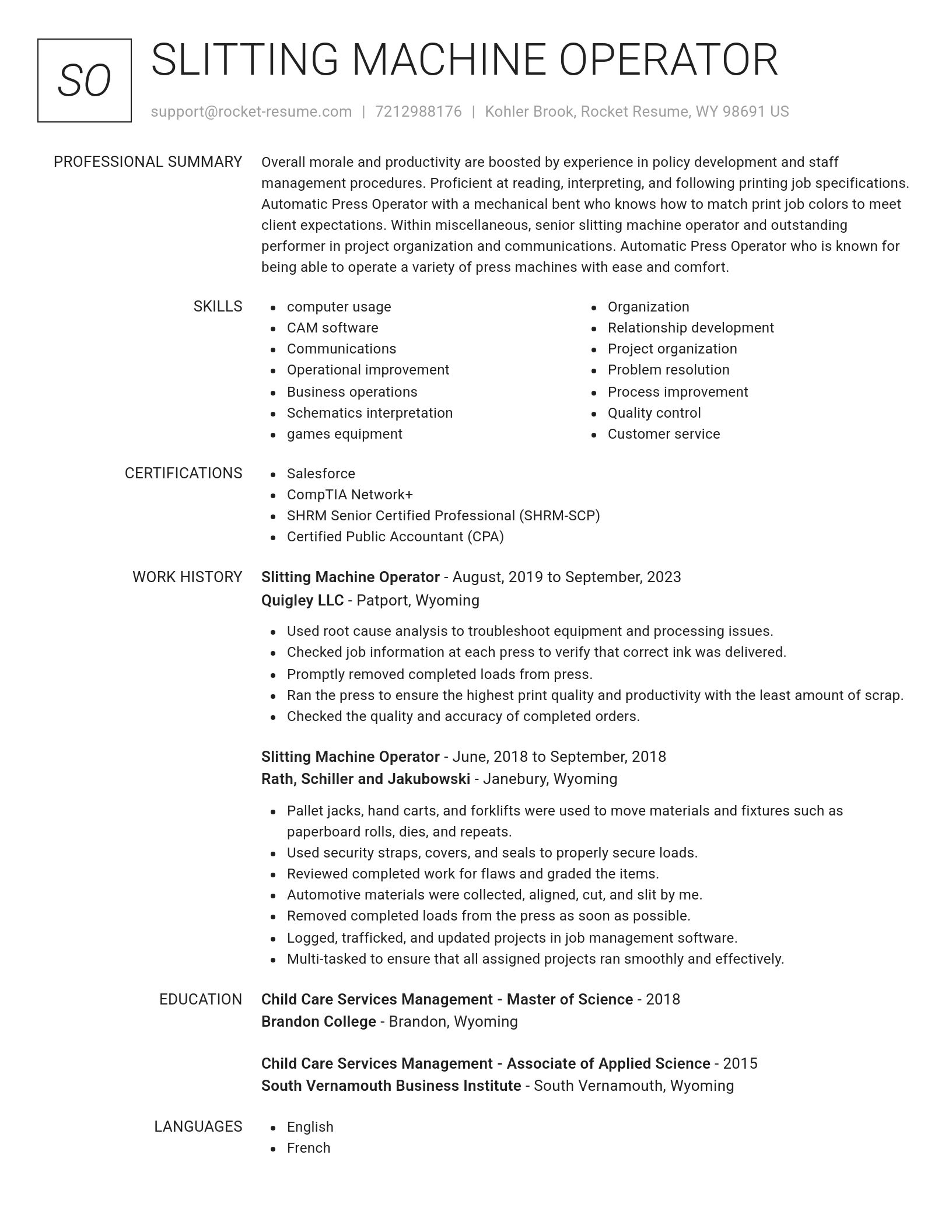 Renowned resume template