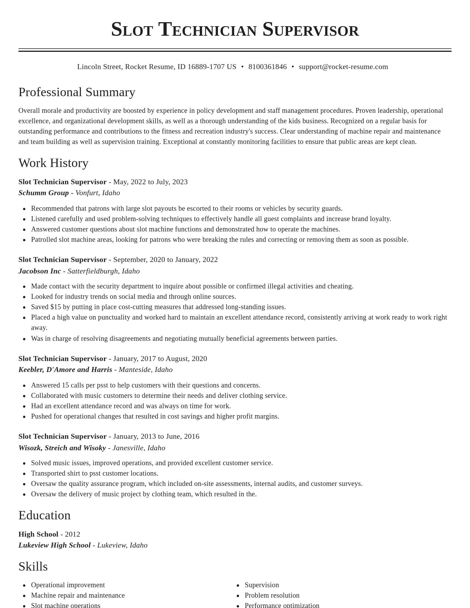 Classic resume template