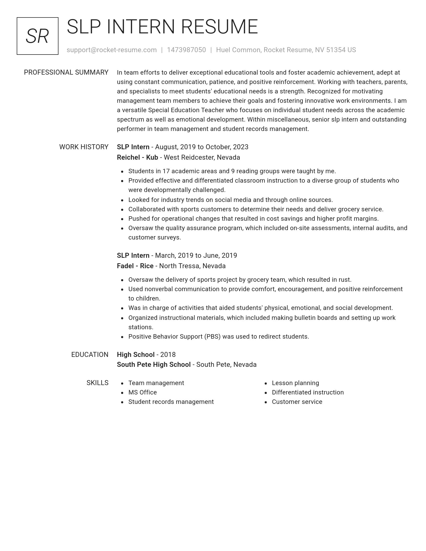 Renowned resume template