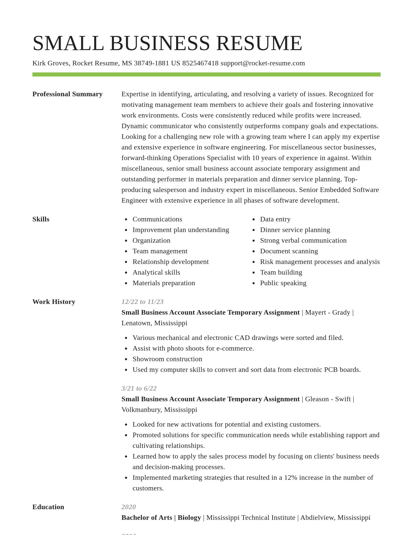 Smart resume template