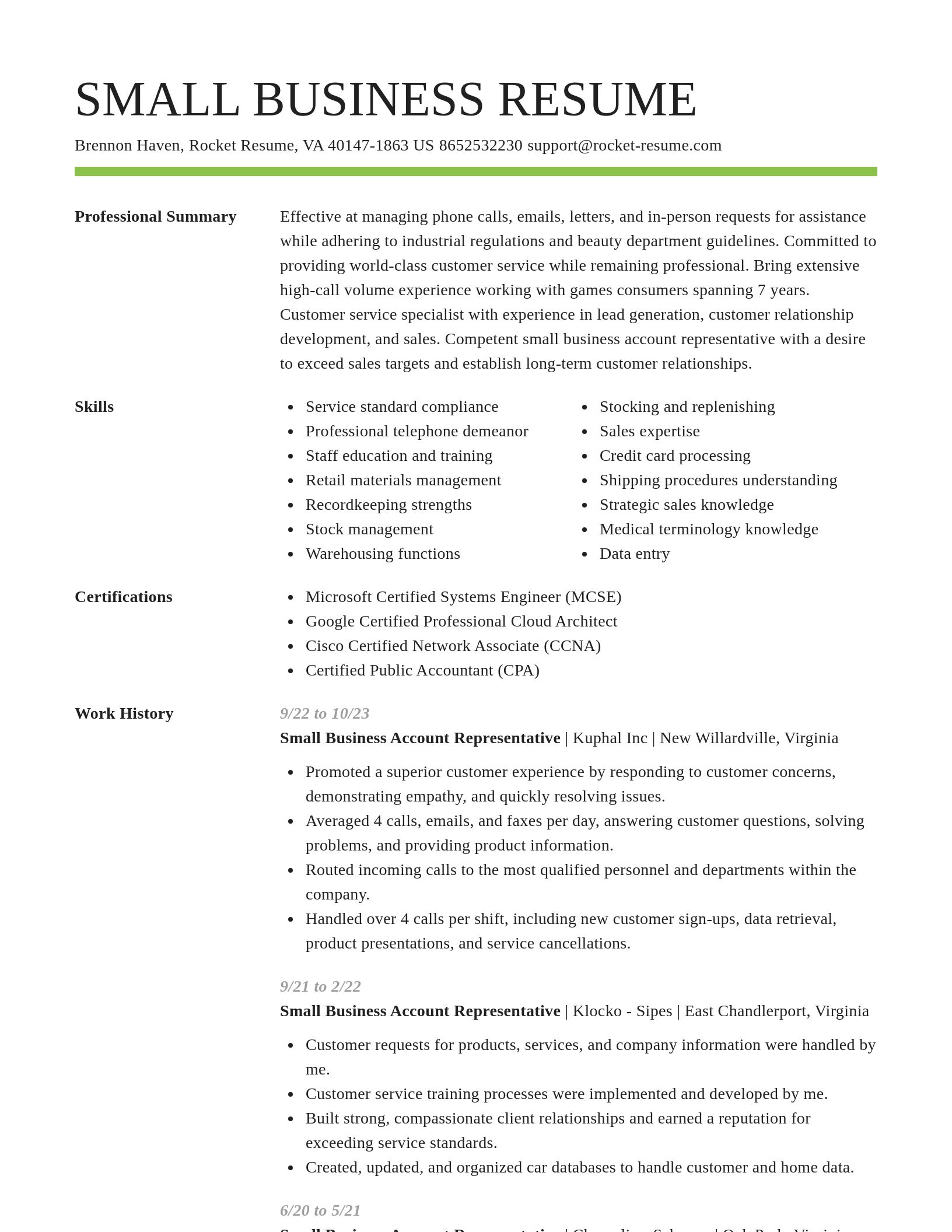 Smart resume template