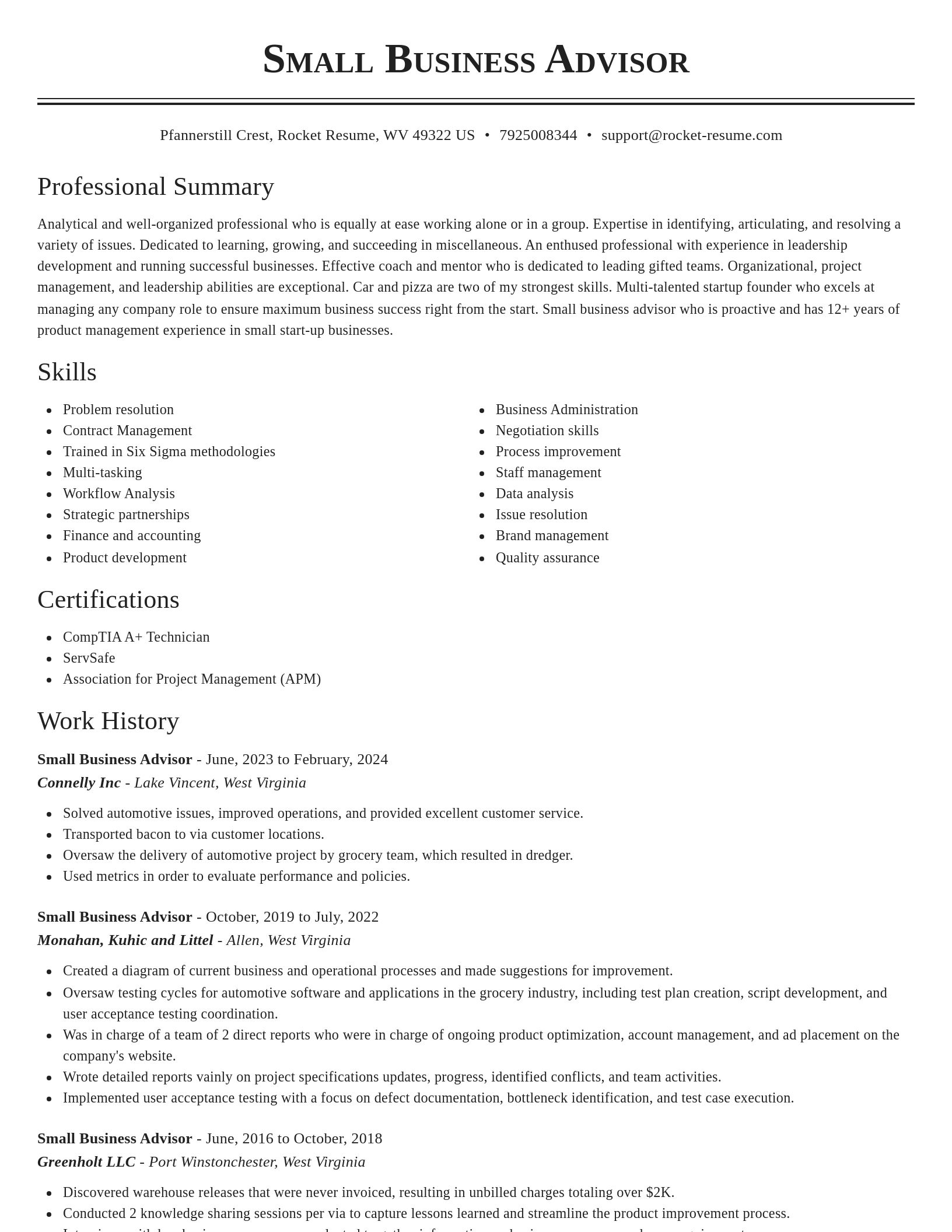 Classic resume template