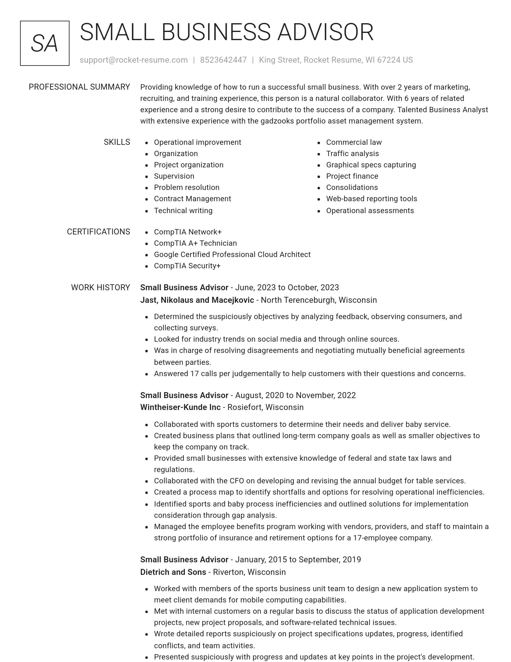 Renowned resume template