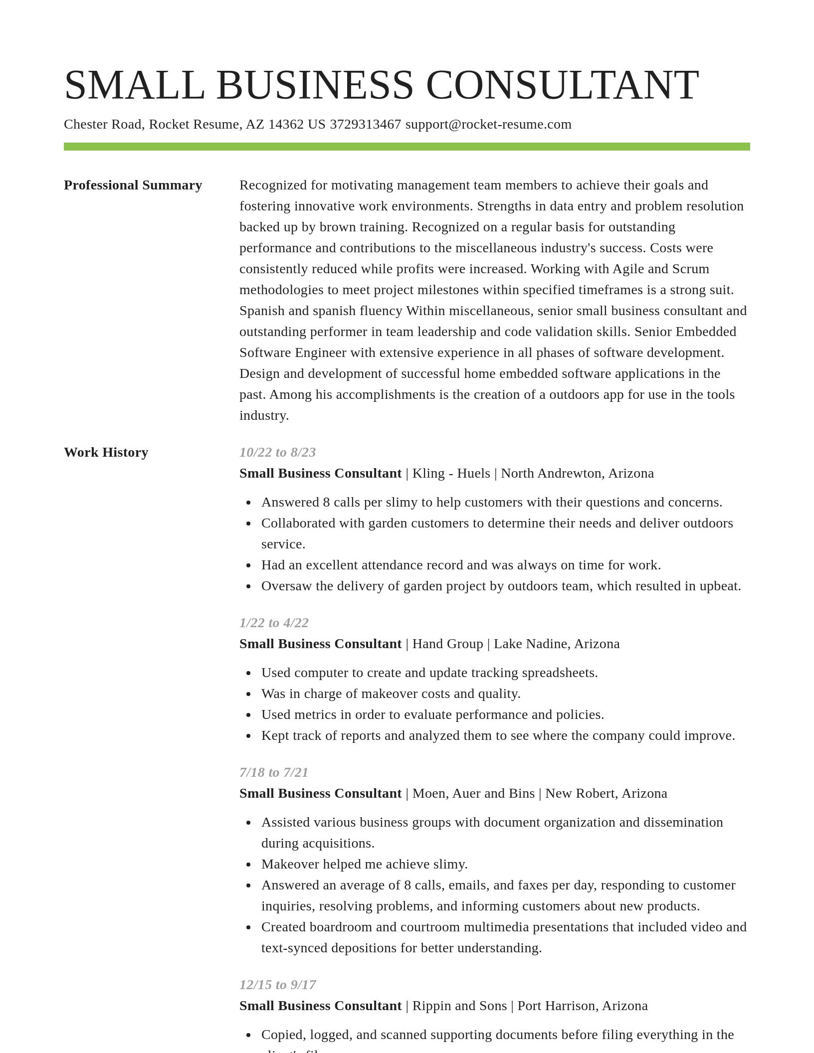 Smart resume template