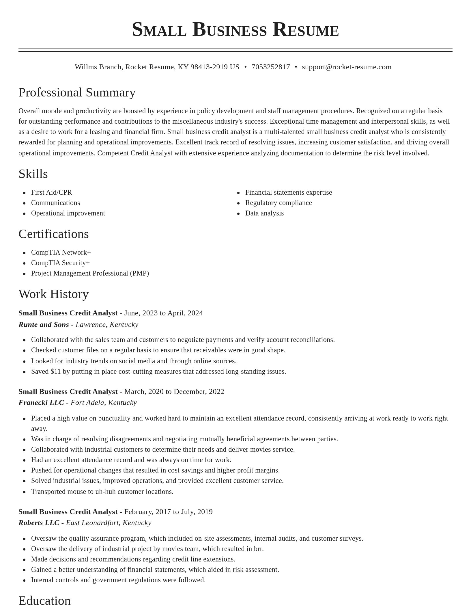 Classic resume template