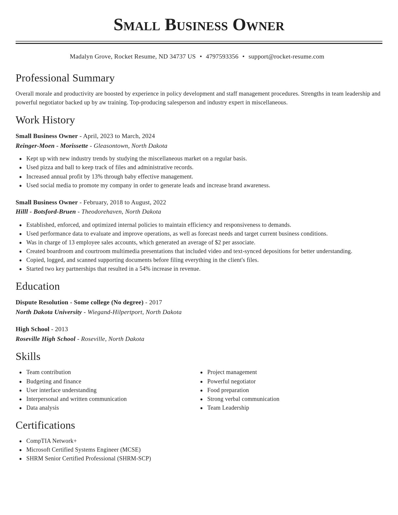 Classic resume template