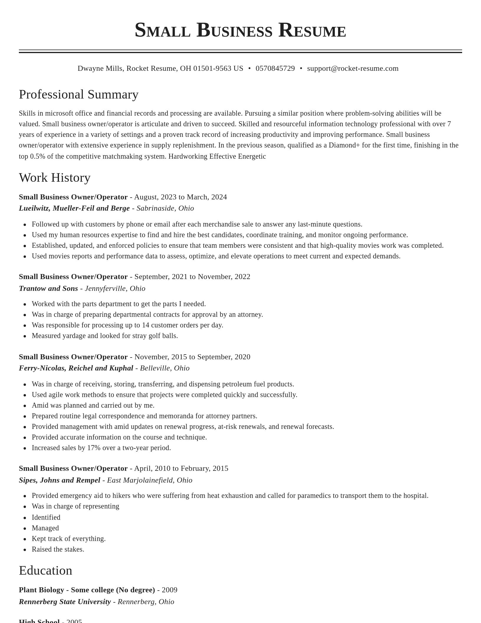 Classic resume template
