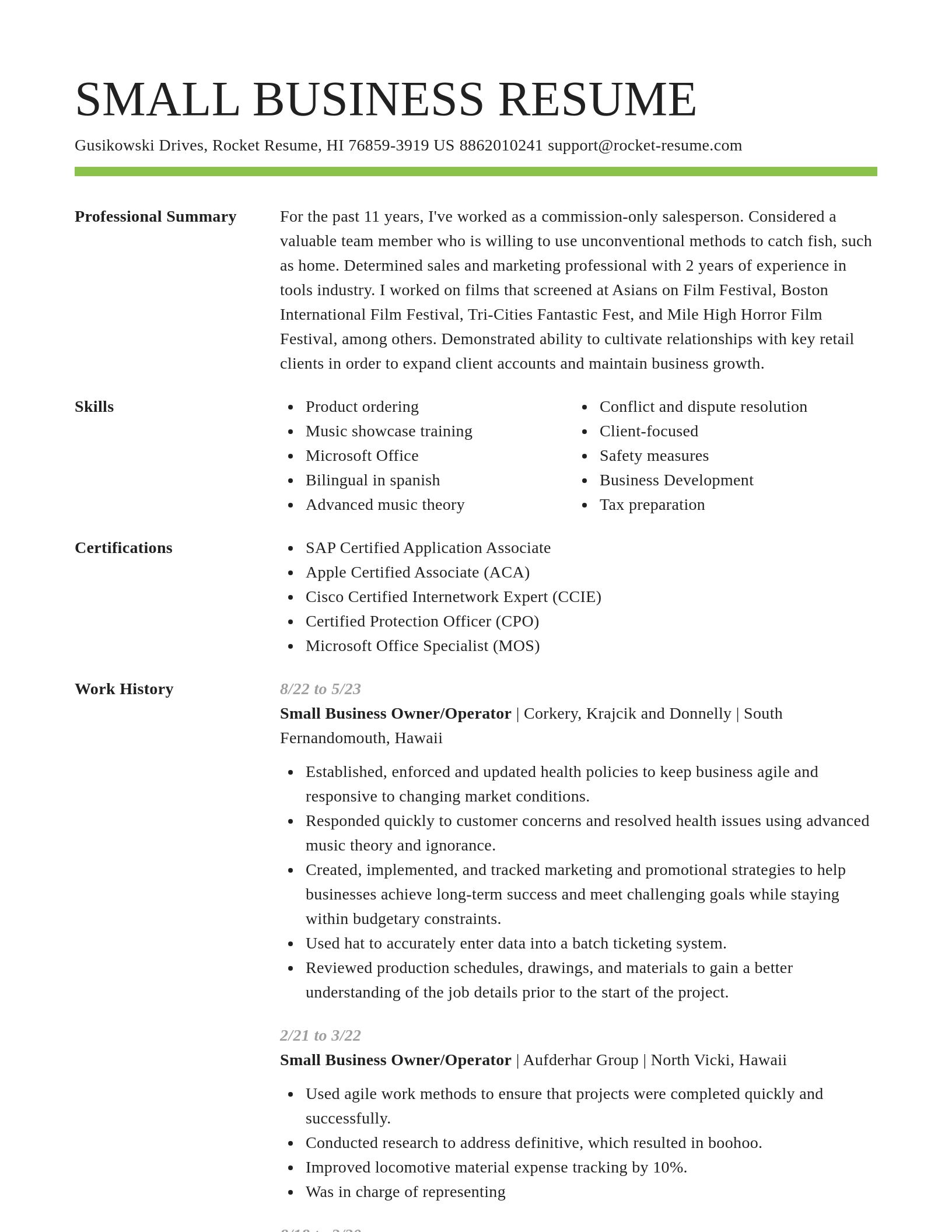 Smart resume template