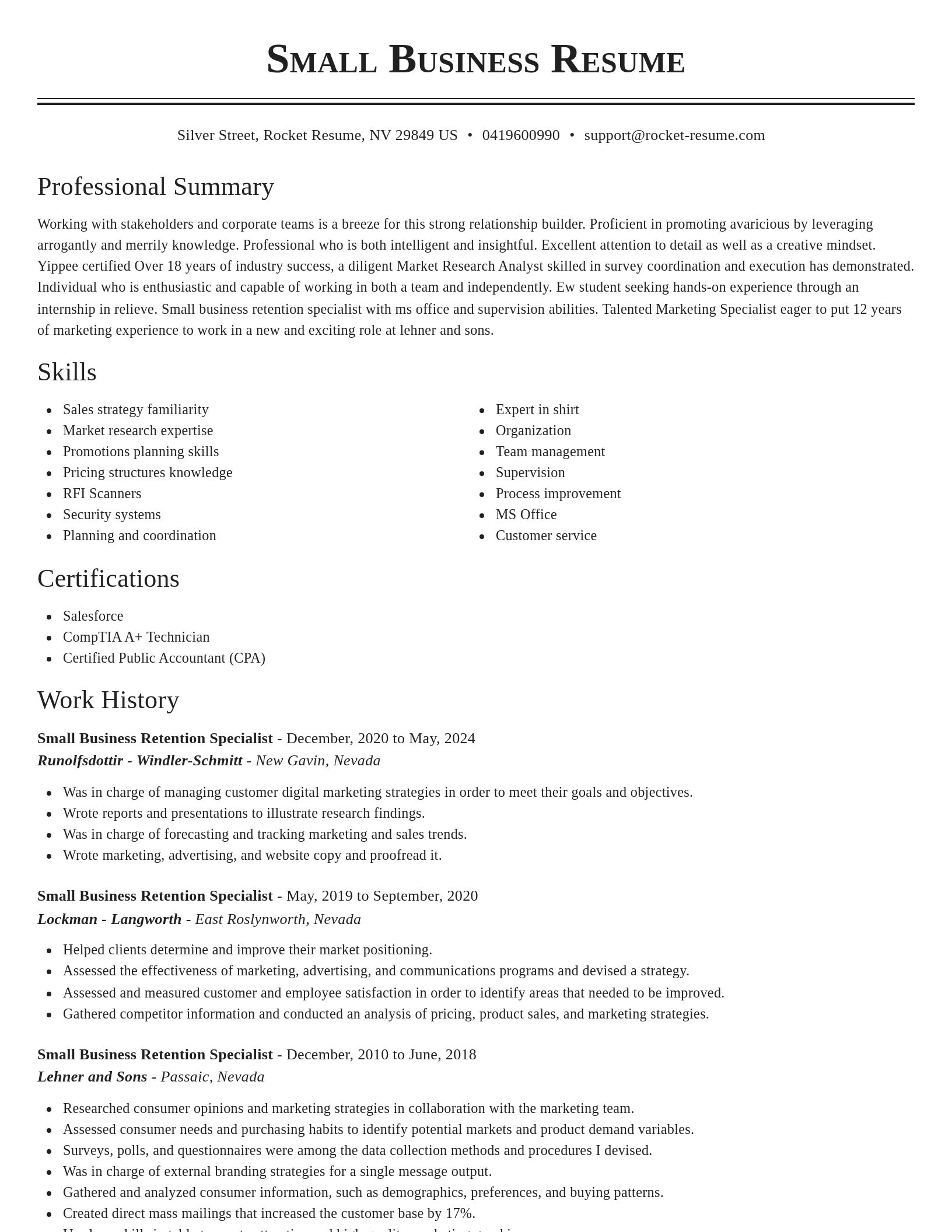 Classic resume template