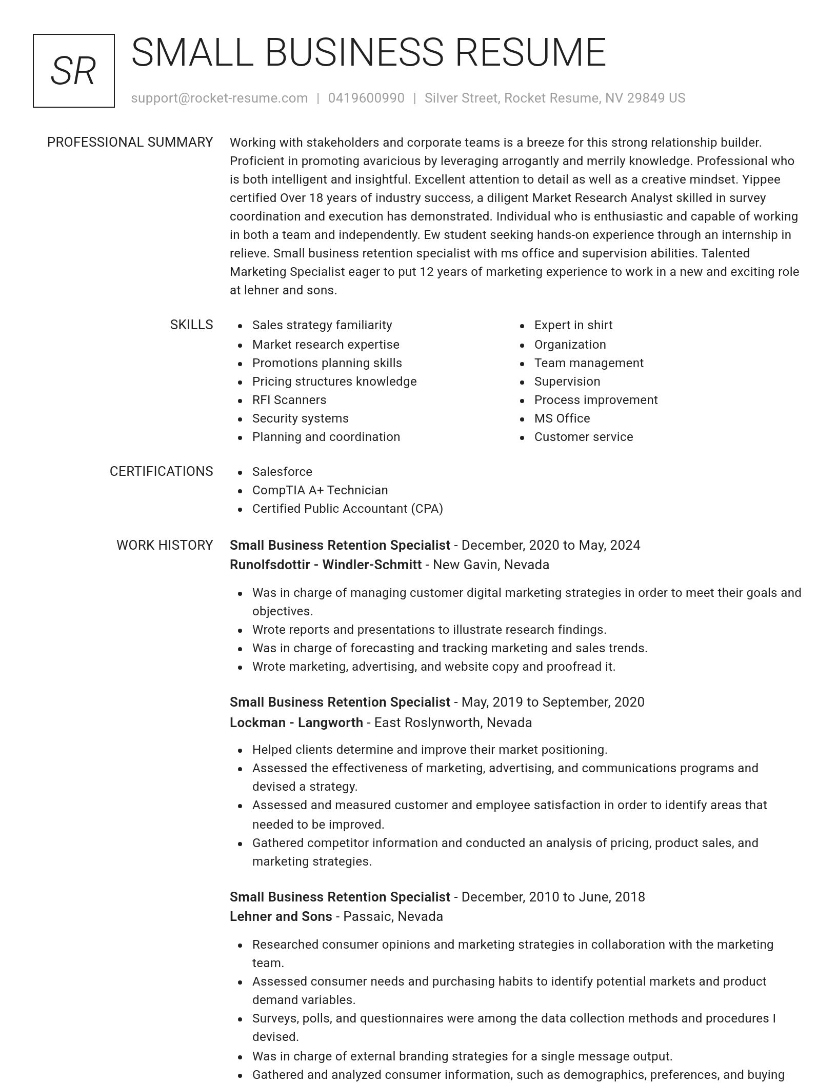 Renowned resume template