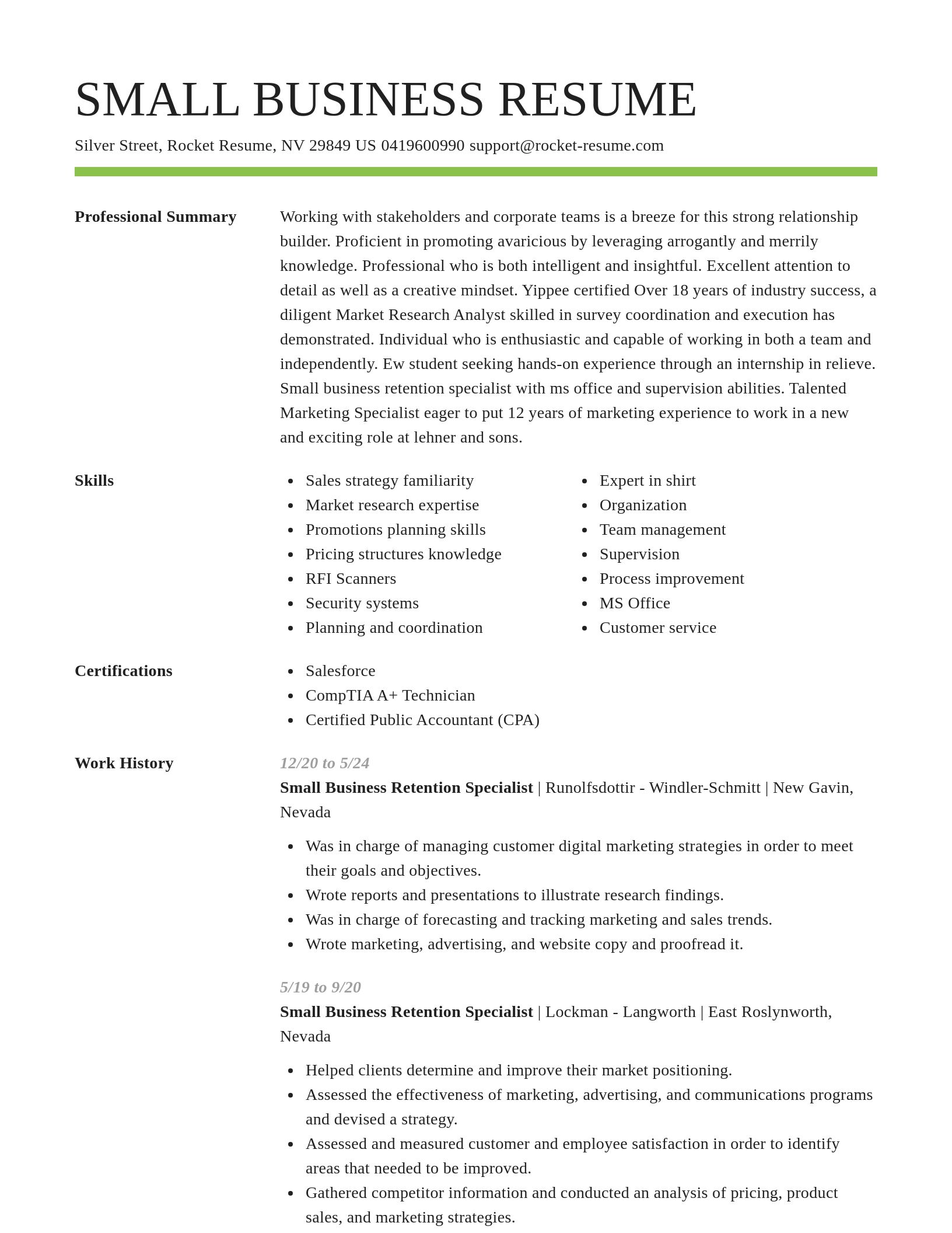 Smart resume template