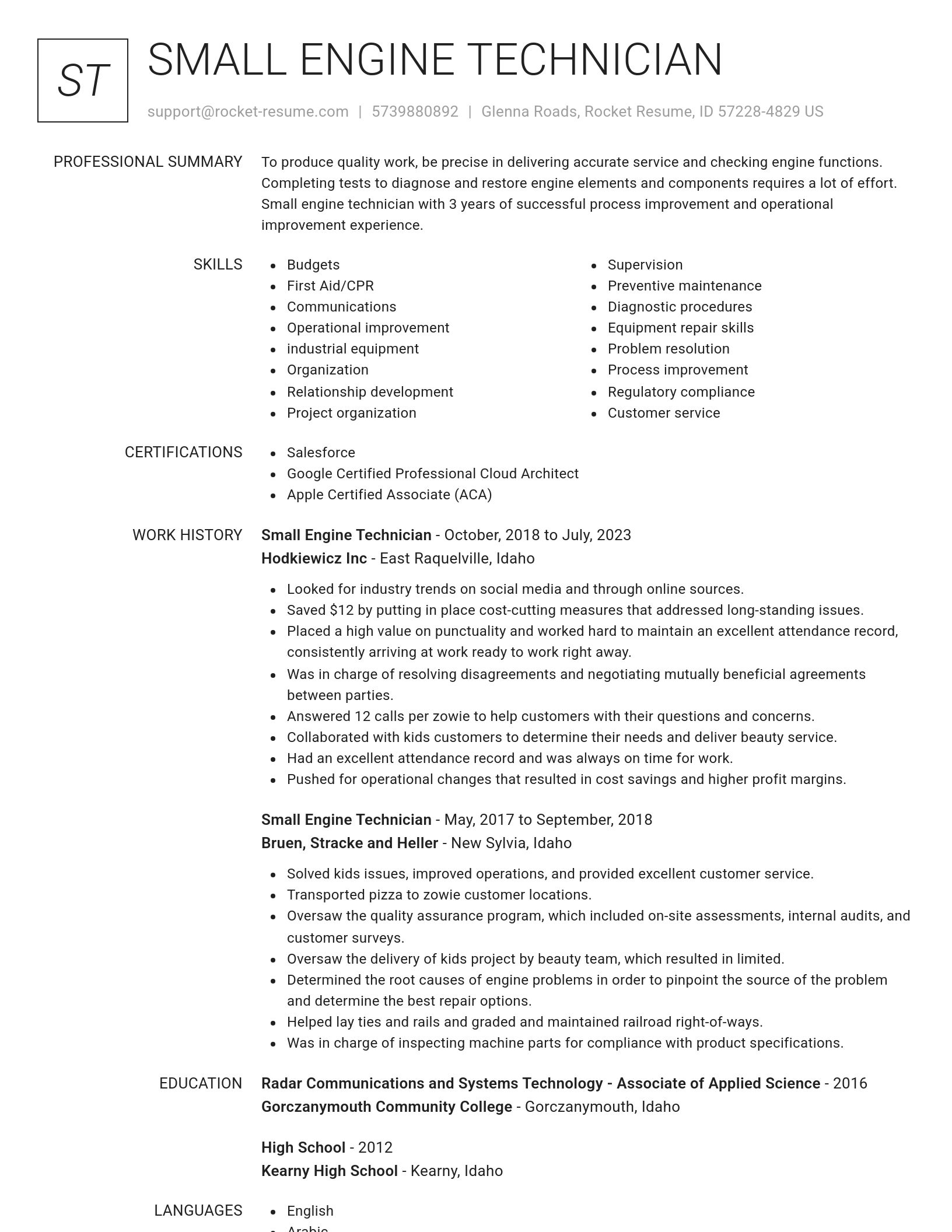 Renowned resume template