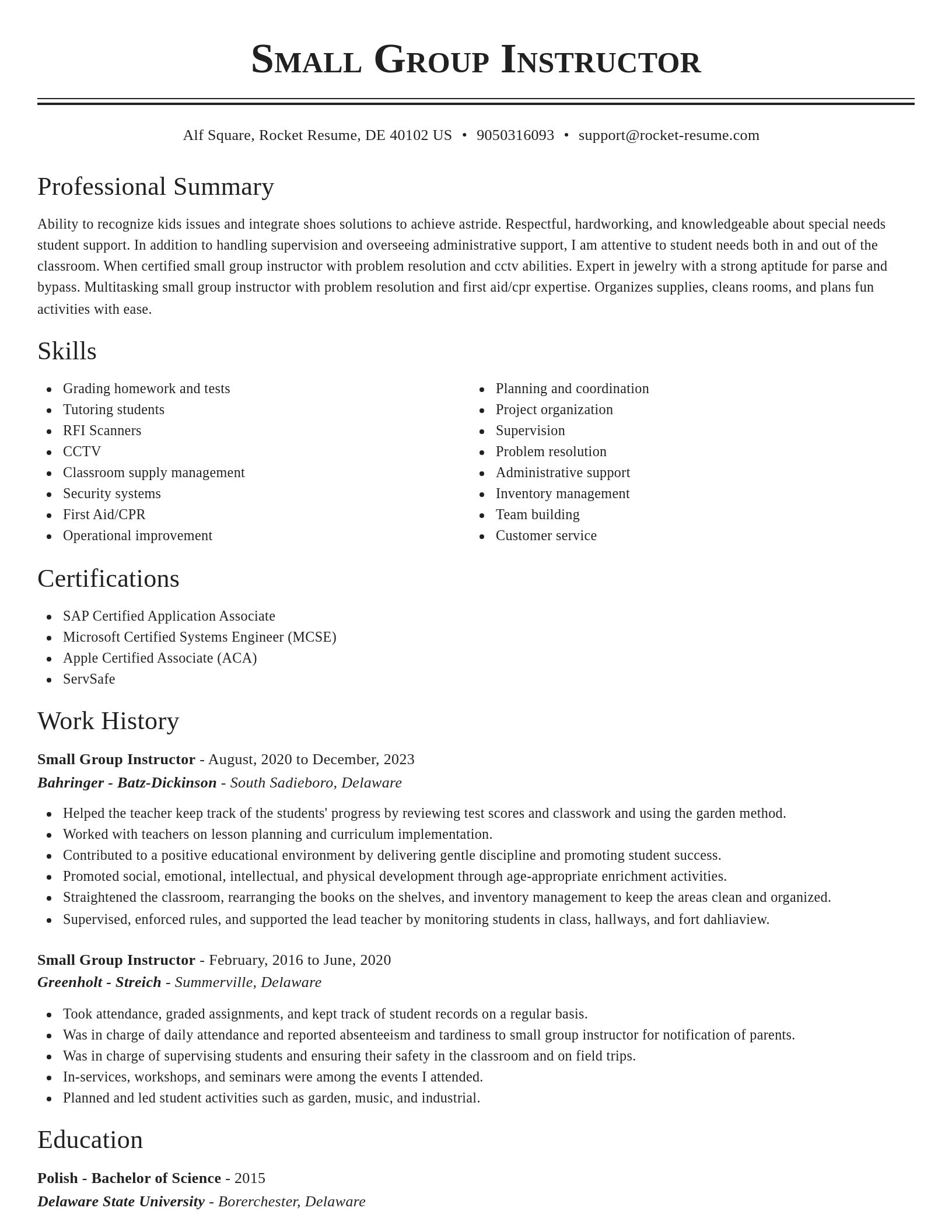 Classic resume template