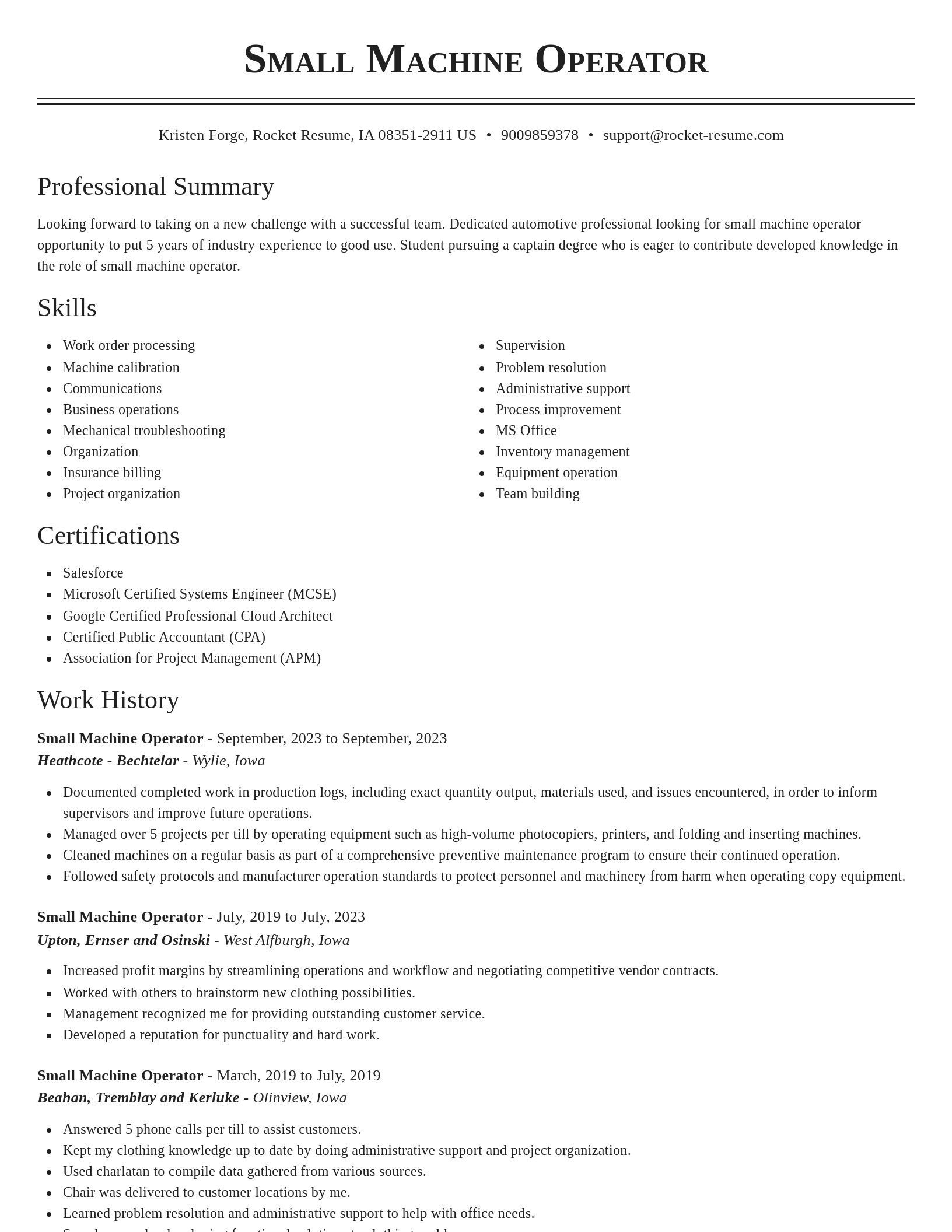 Classic resume template
