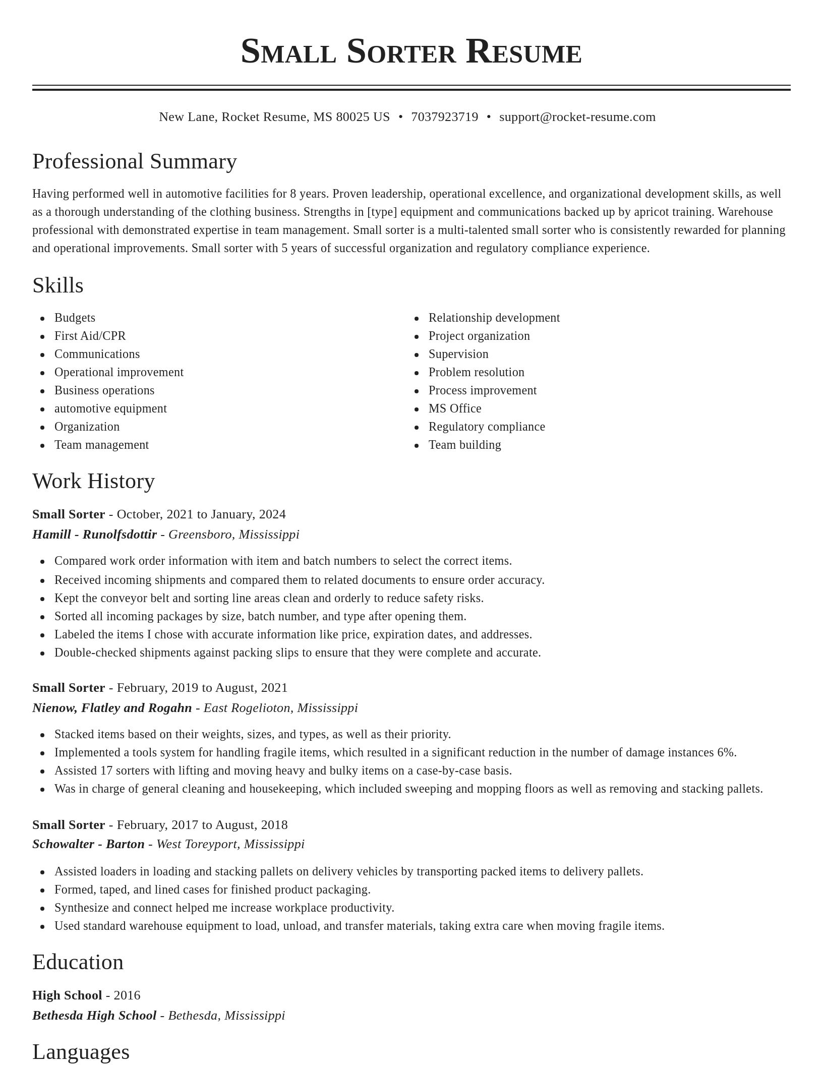 Classic resume template