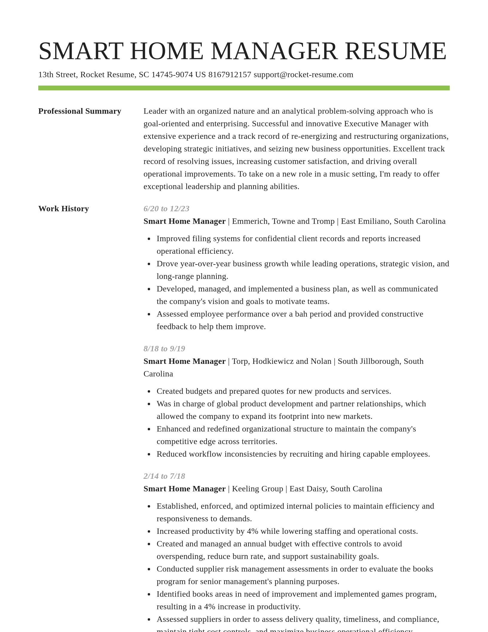 Smart resume template
