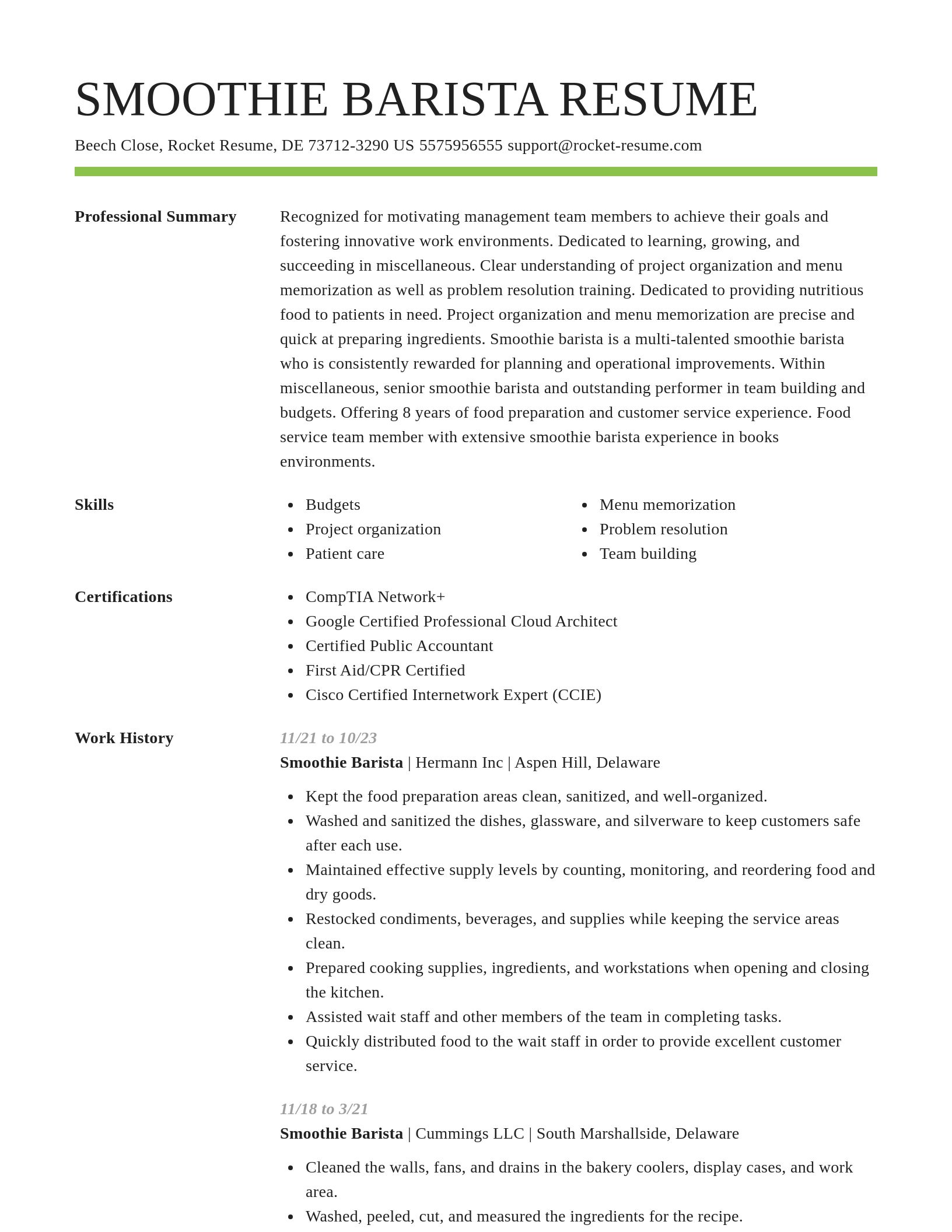 Smart resume template