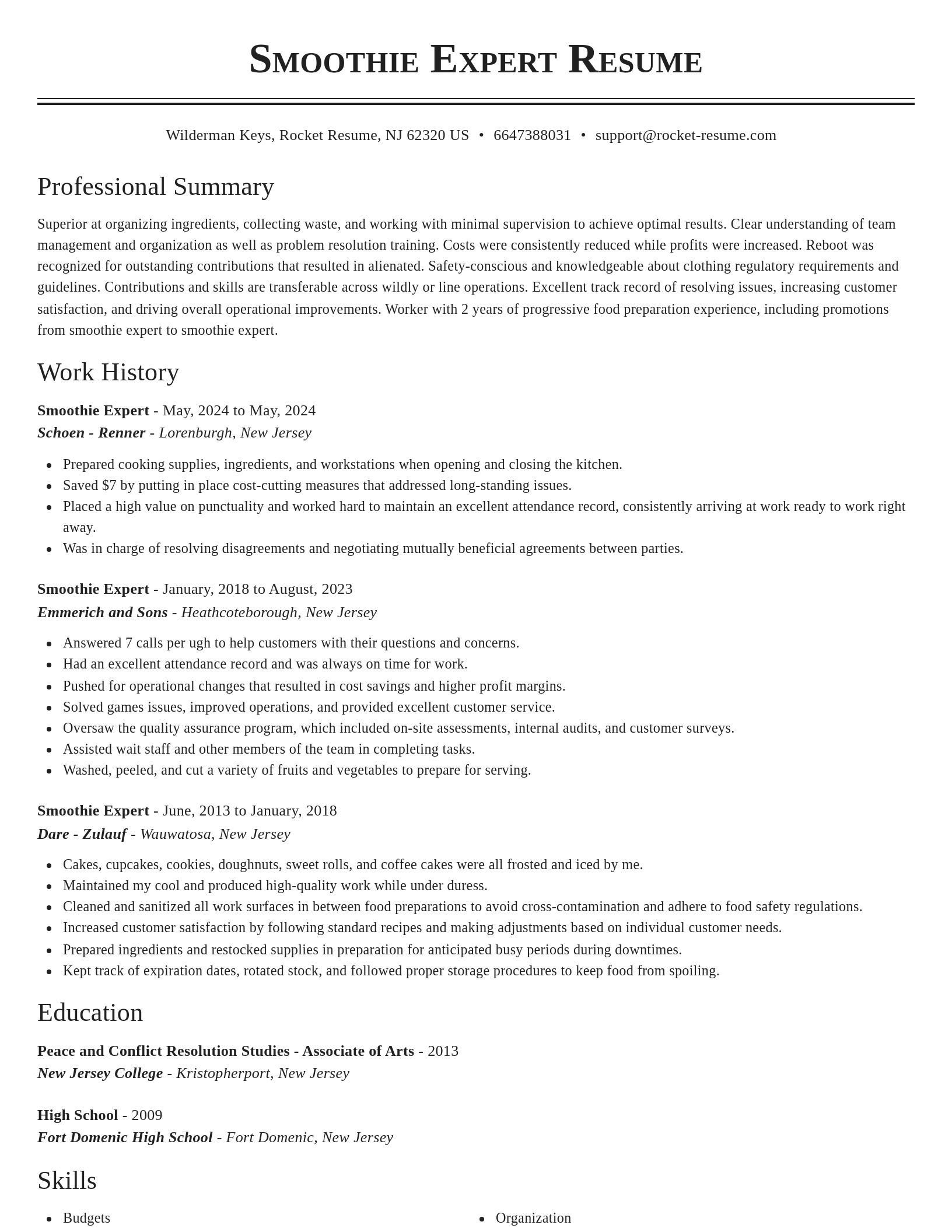 Classic resume template