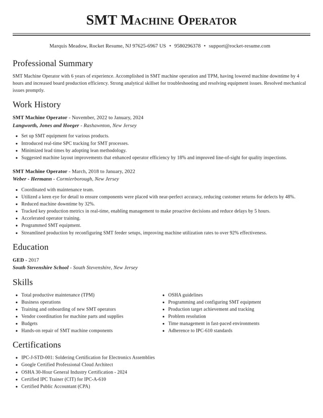 Classic resume template
