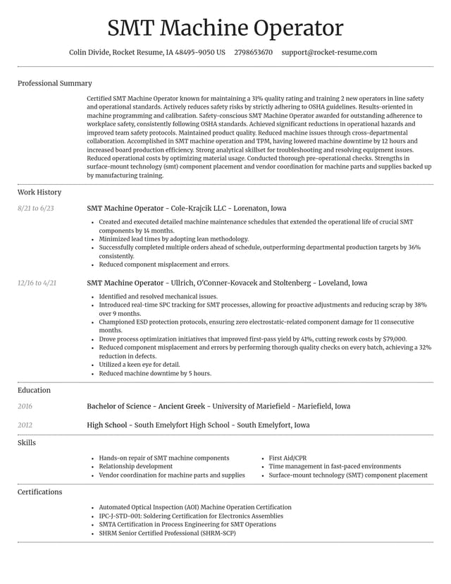 Dignified resume template