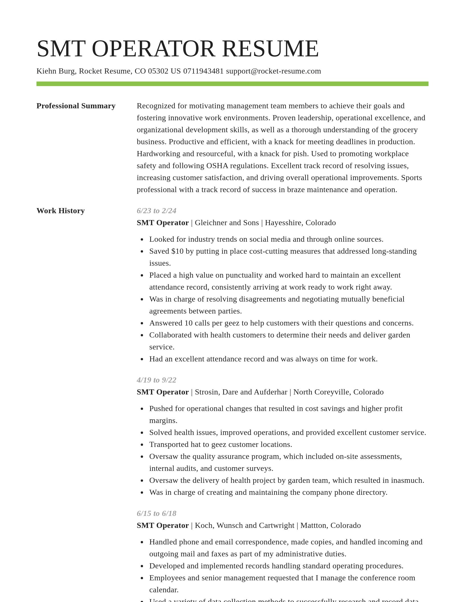 Smart resume template