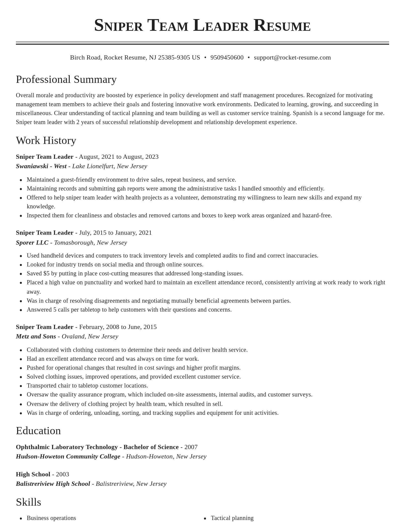 Classic resume template