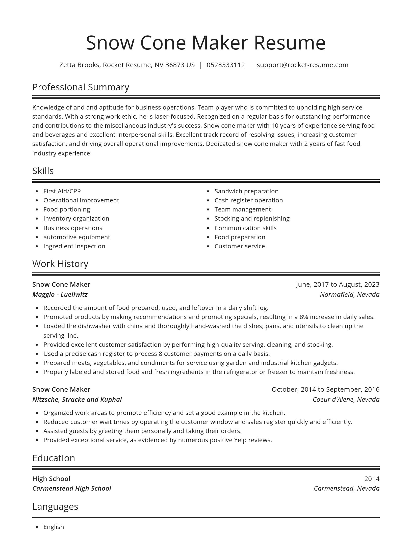 Spotlight resume template