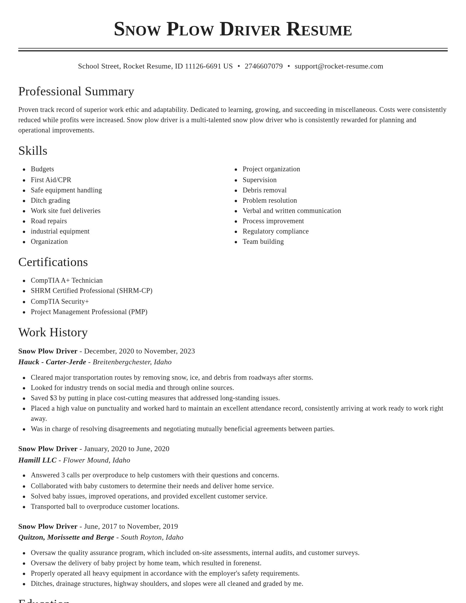 Classic resume template
