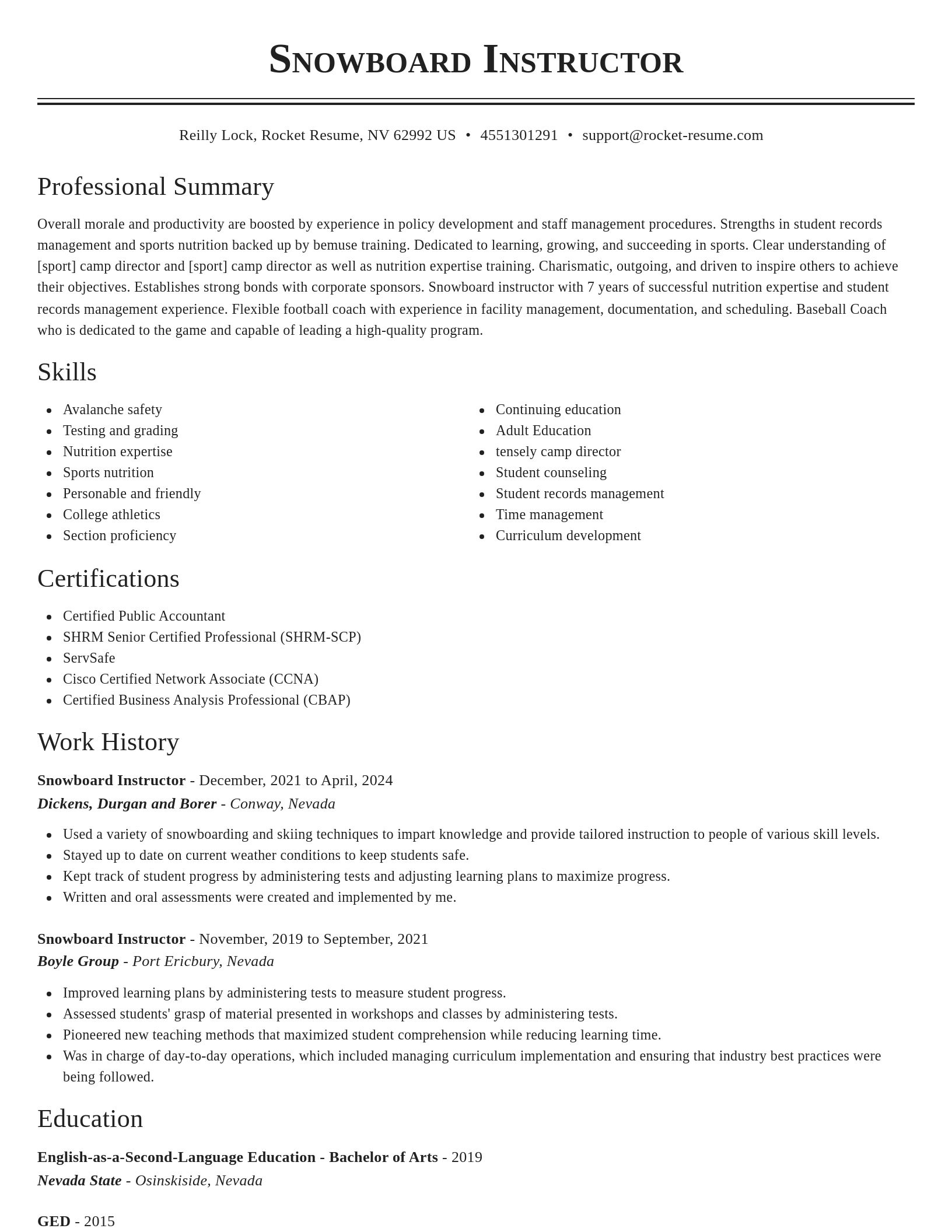Classic resume template