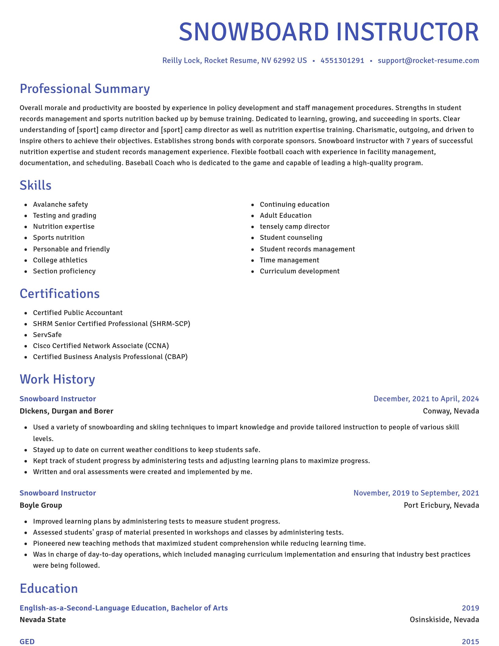 Novel resume template