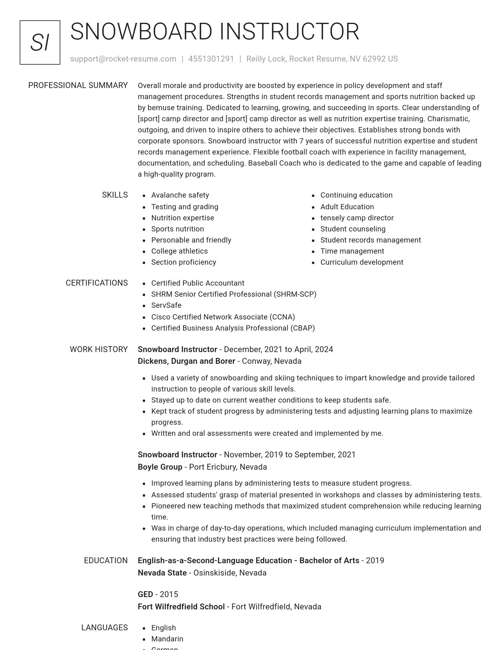 Renowned resume template