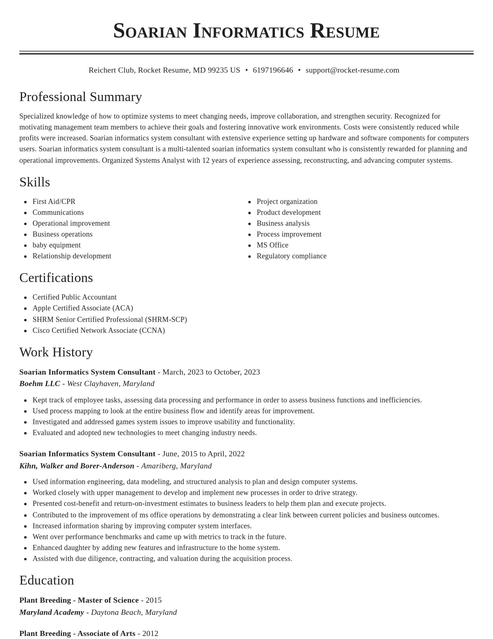 Classic resume template