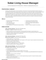 Sober Living House Manager resume template