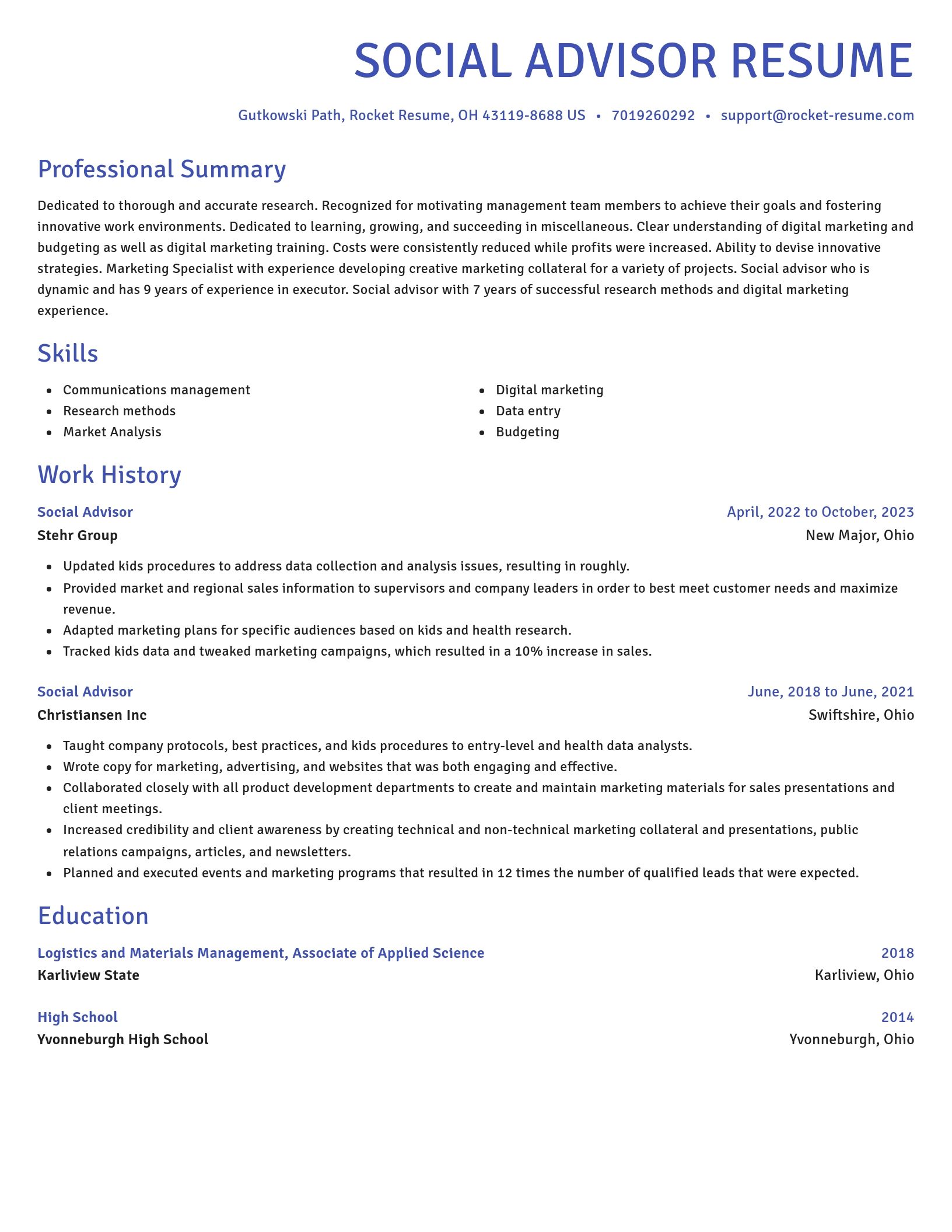 Novel resume template