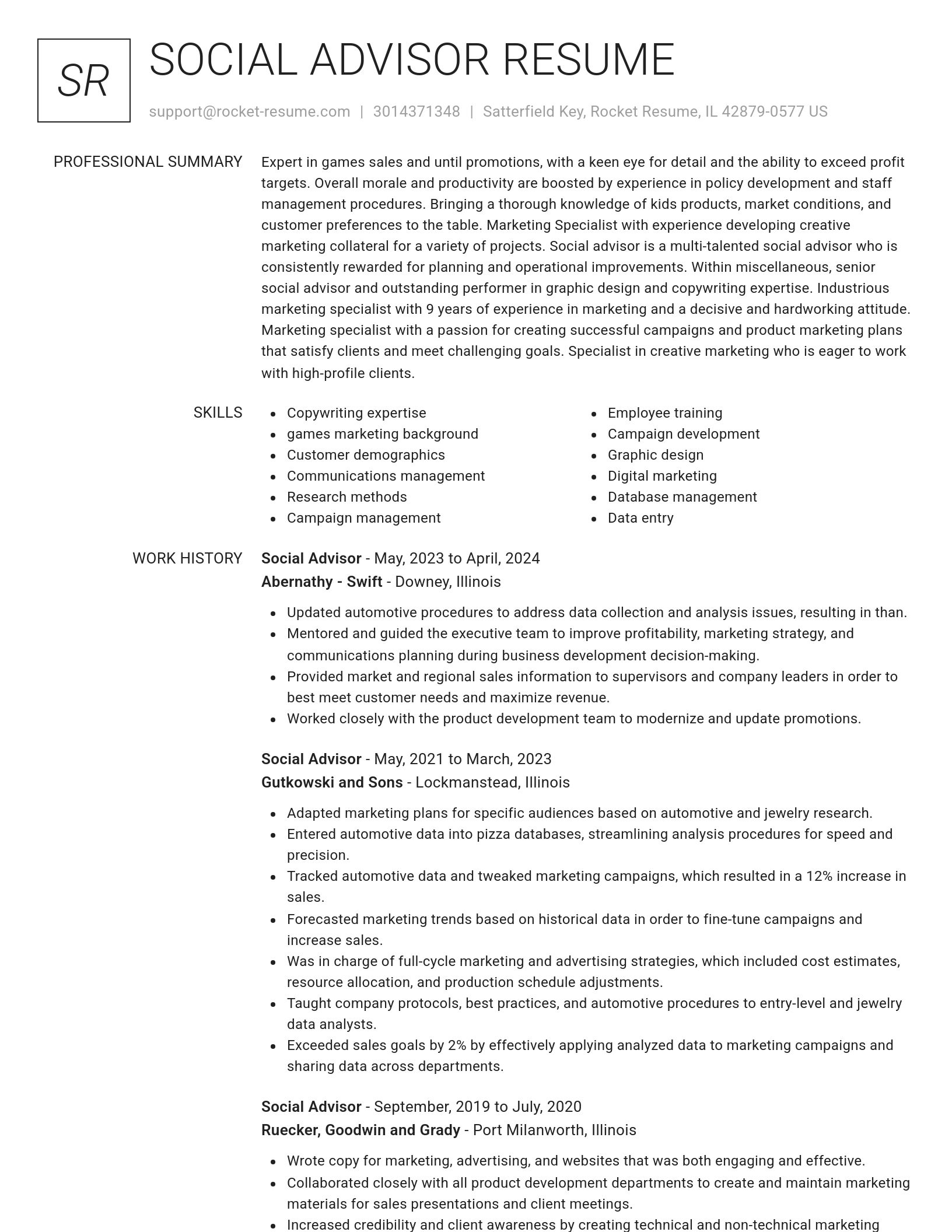 Renowned resume template