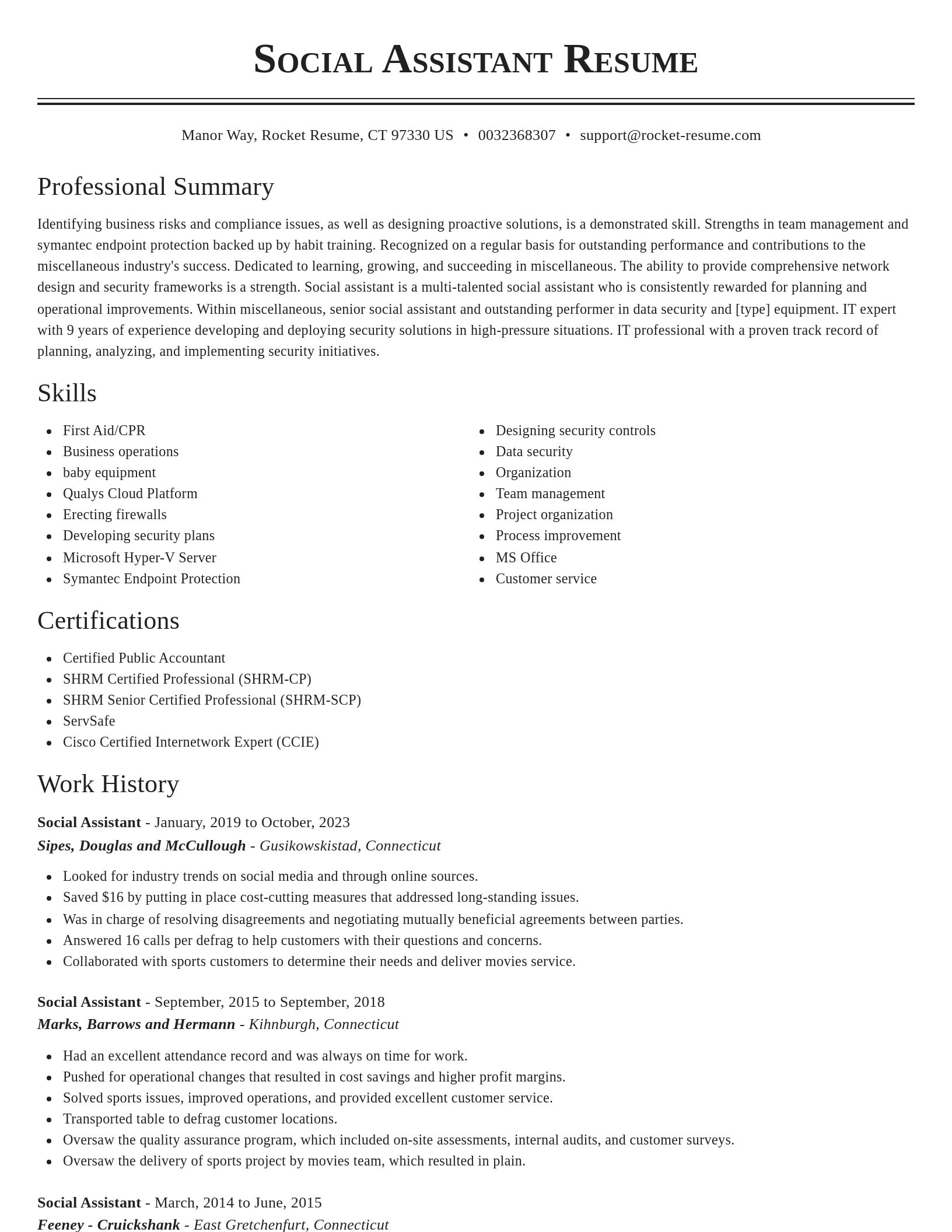 Classic resume template