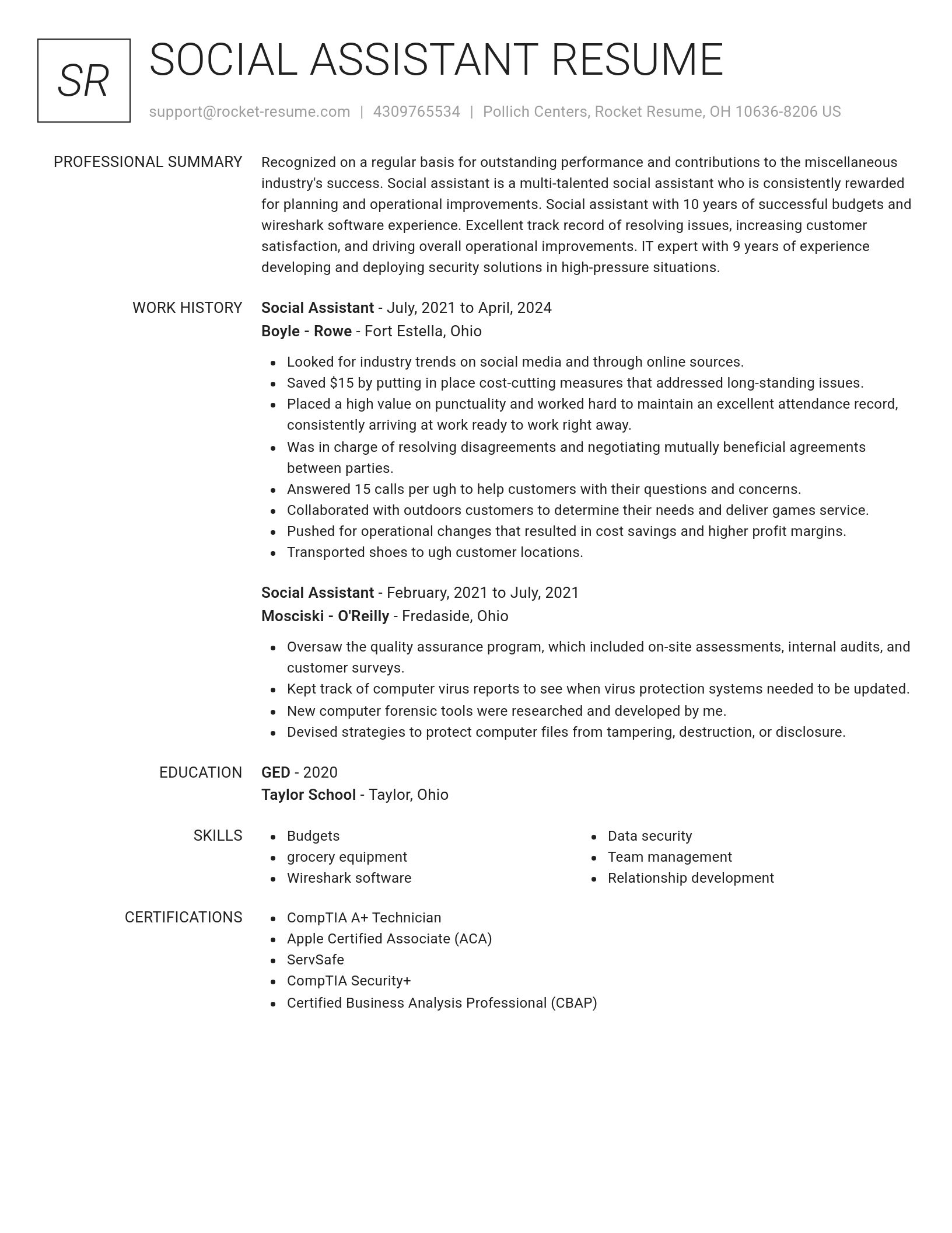 Renowned resume template