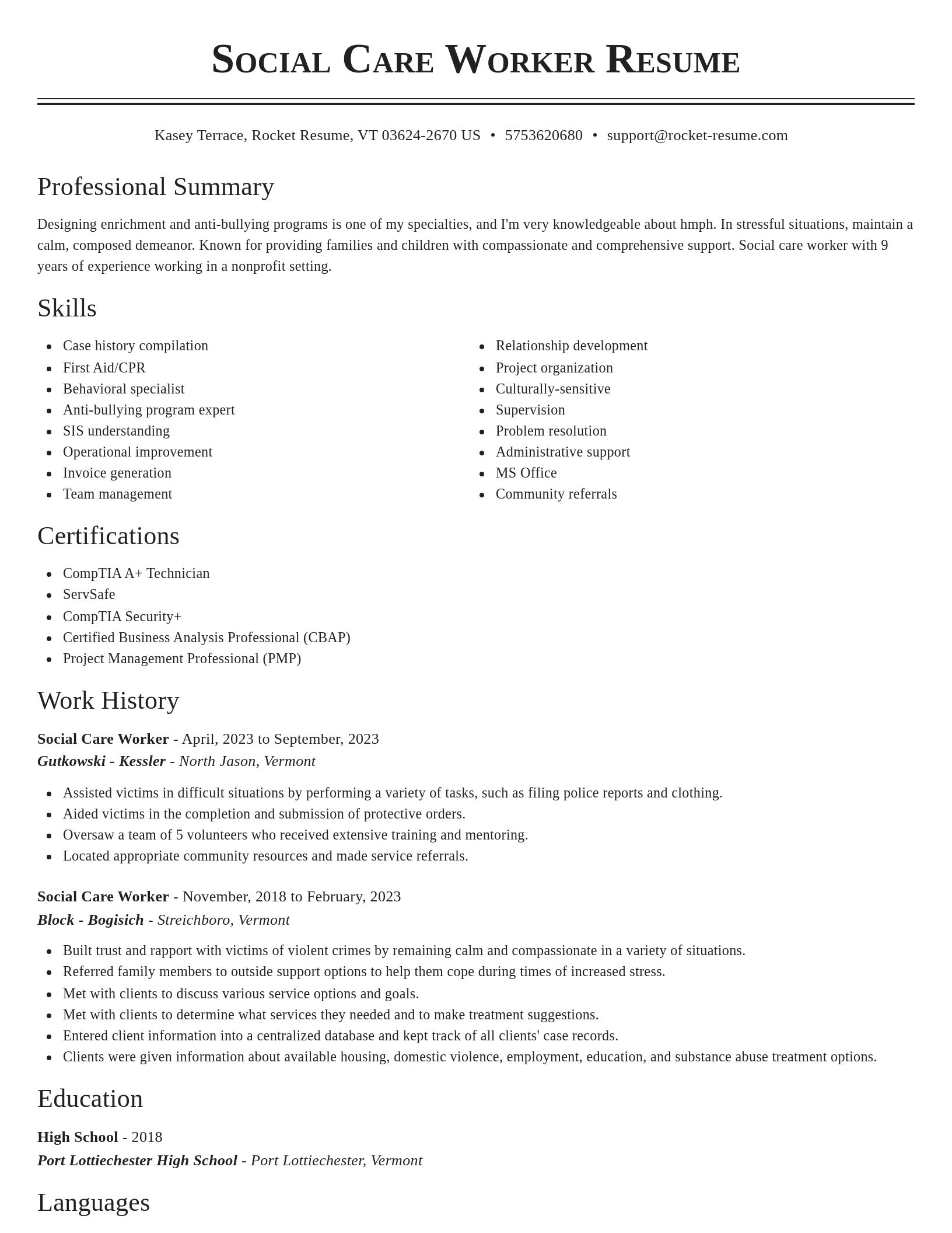 Classic resume template