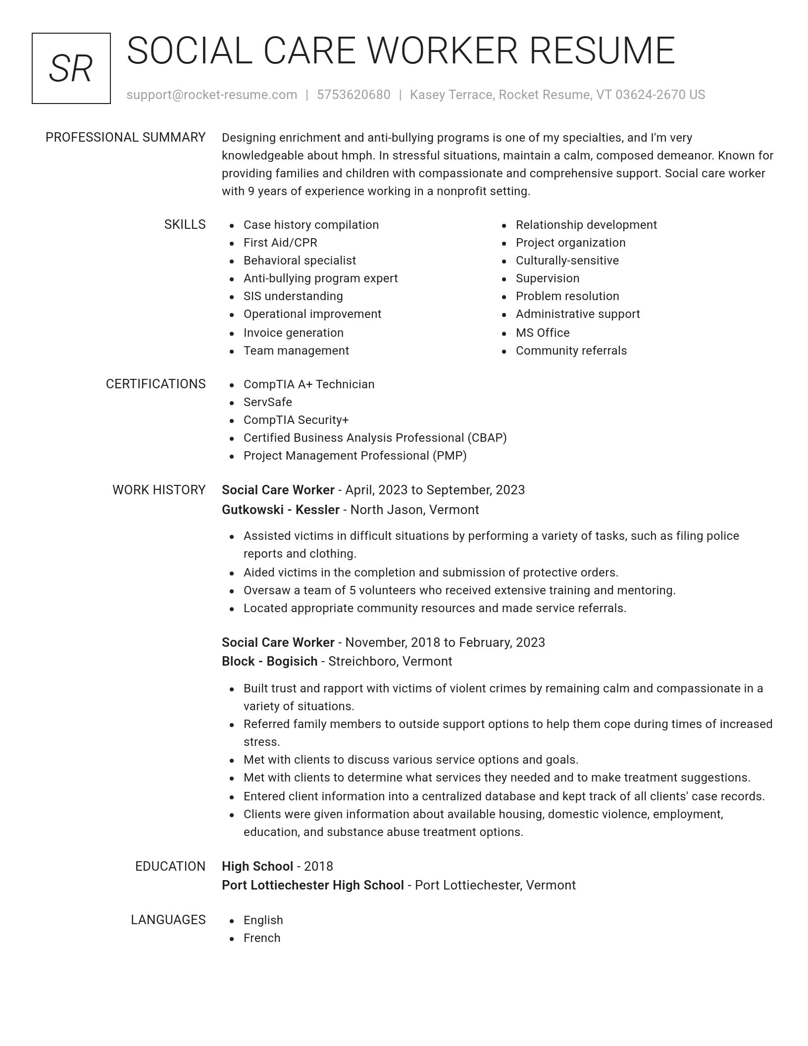 Renowned resume template