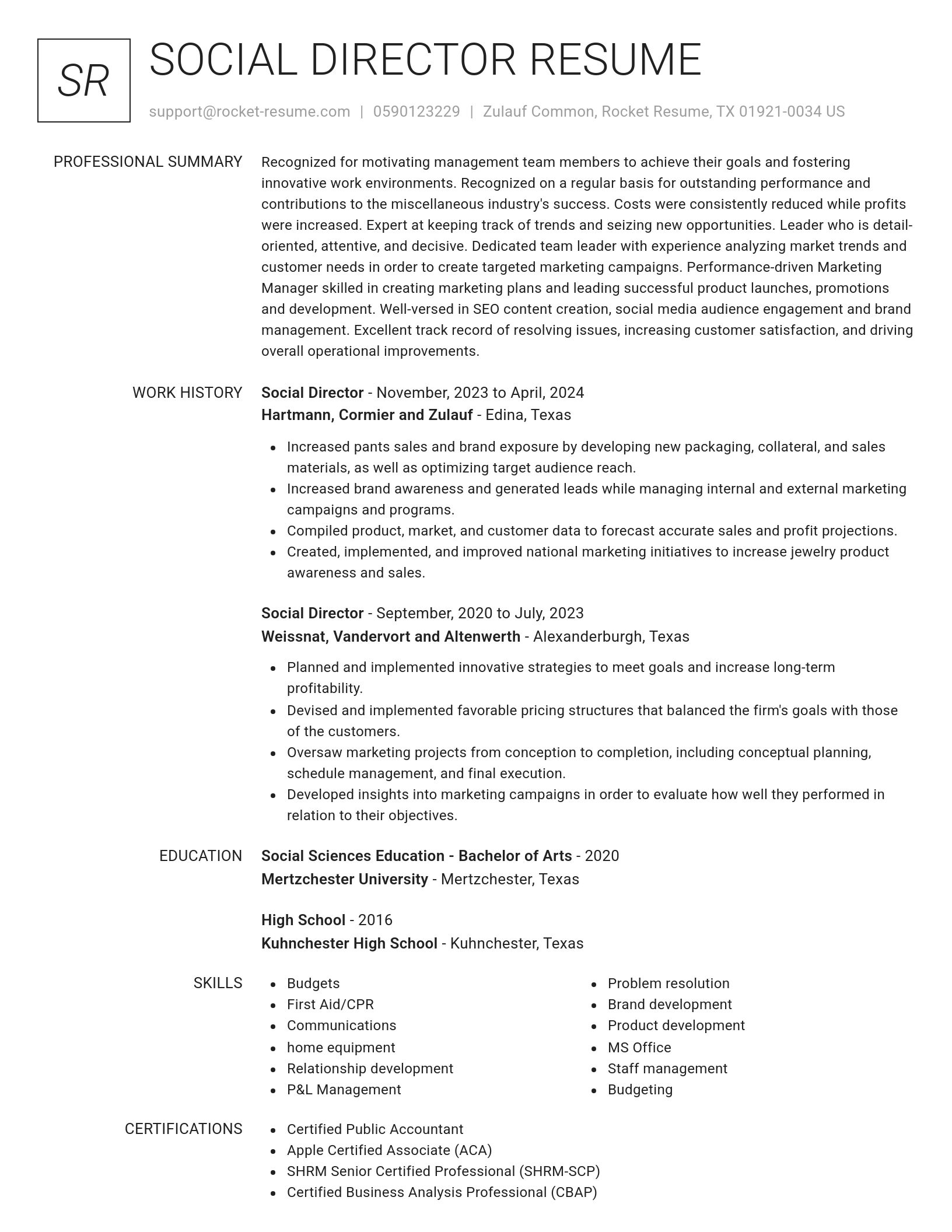 Renowned resume template