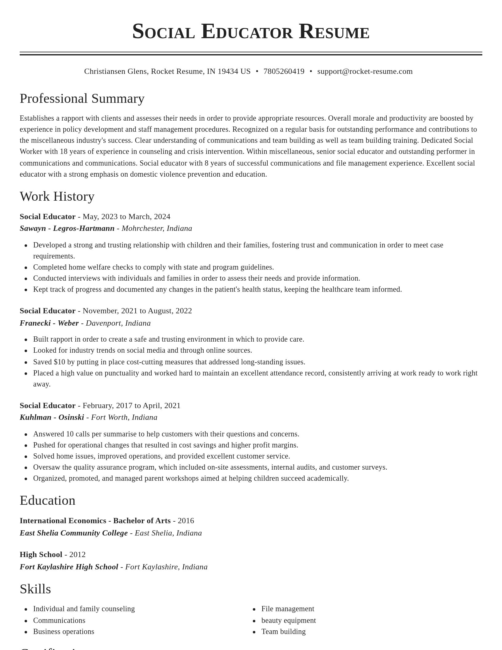 Classic resume template