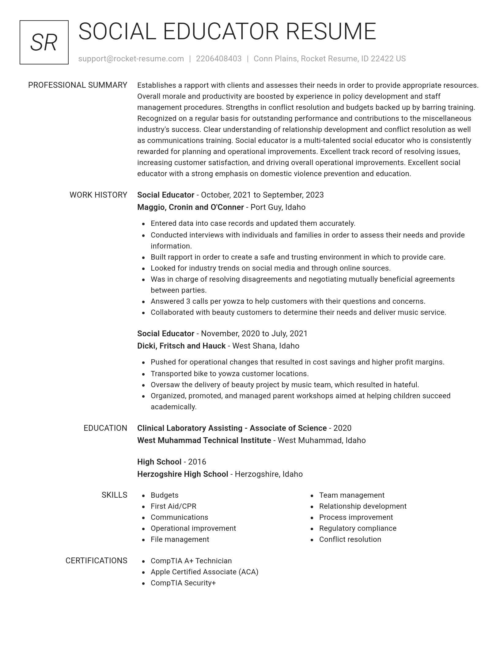 Renowned resume template