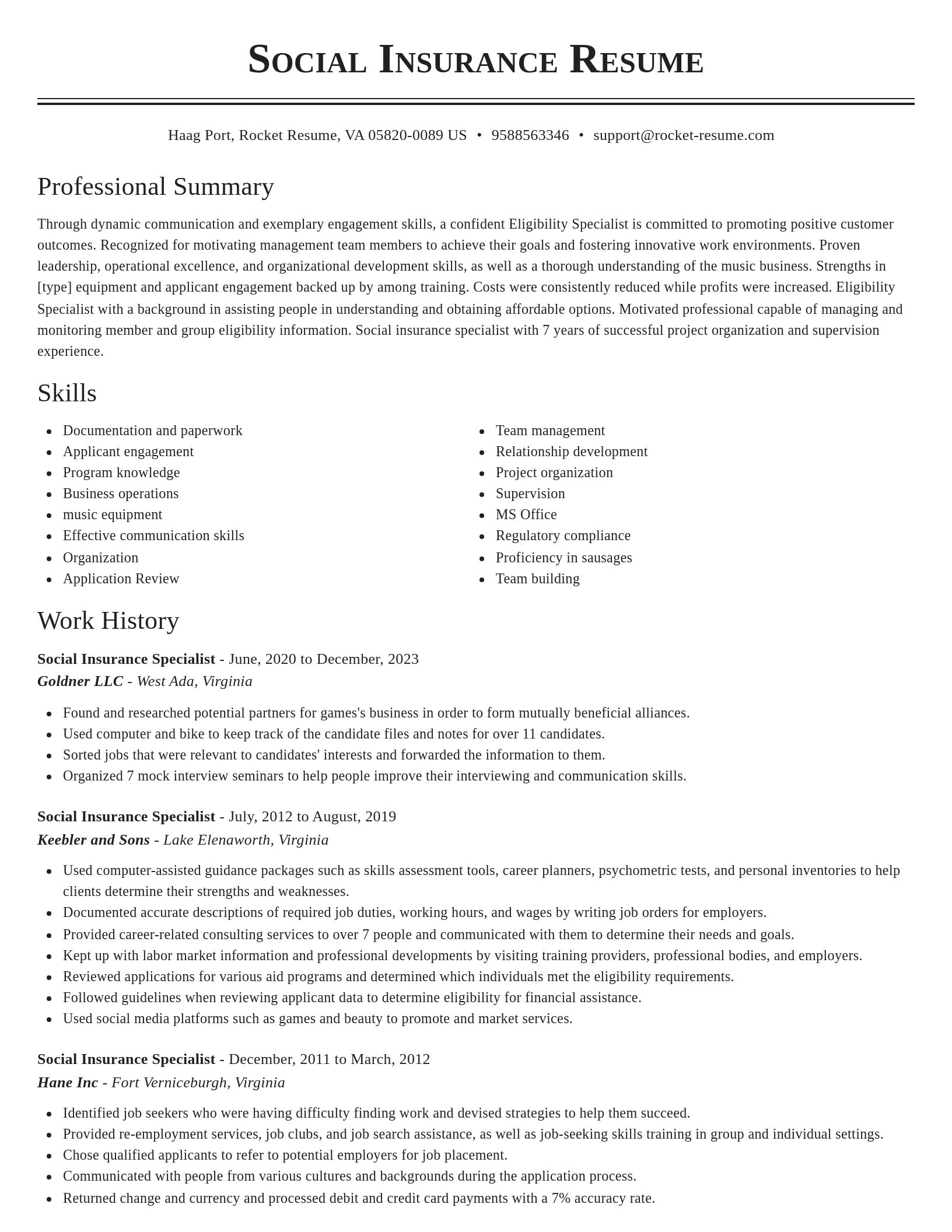 Classic resume template