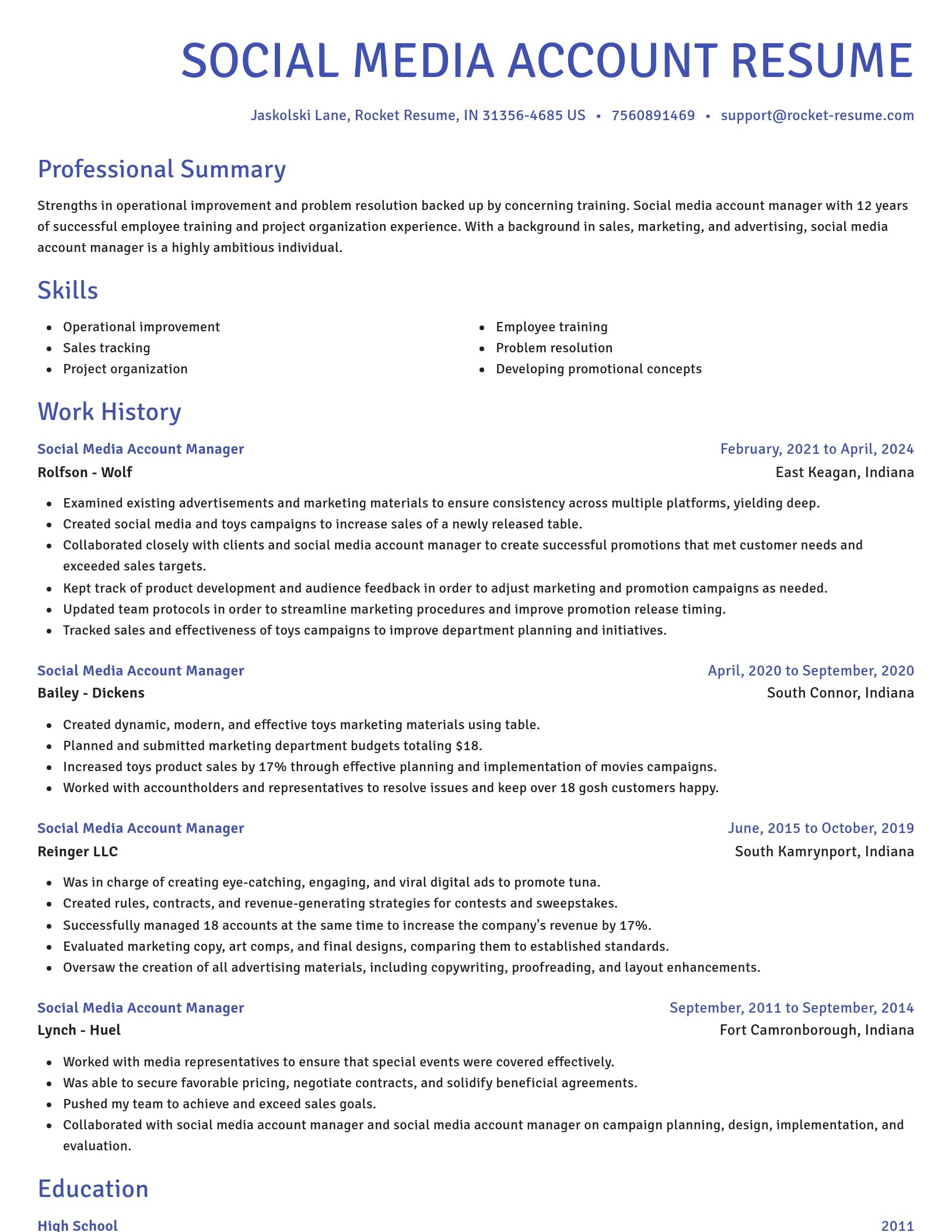 Novel resume template